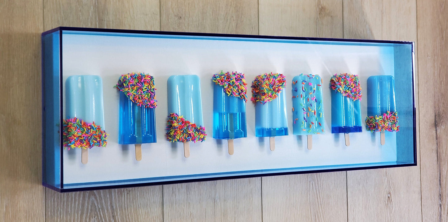 Customizable Resin Ice Pop Wall Art: 3D Shadow Box Sculpture