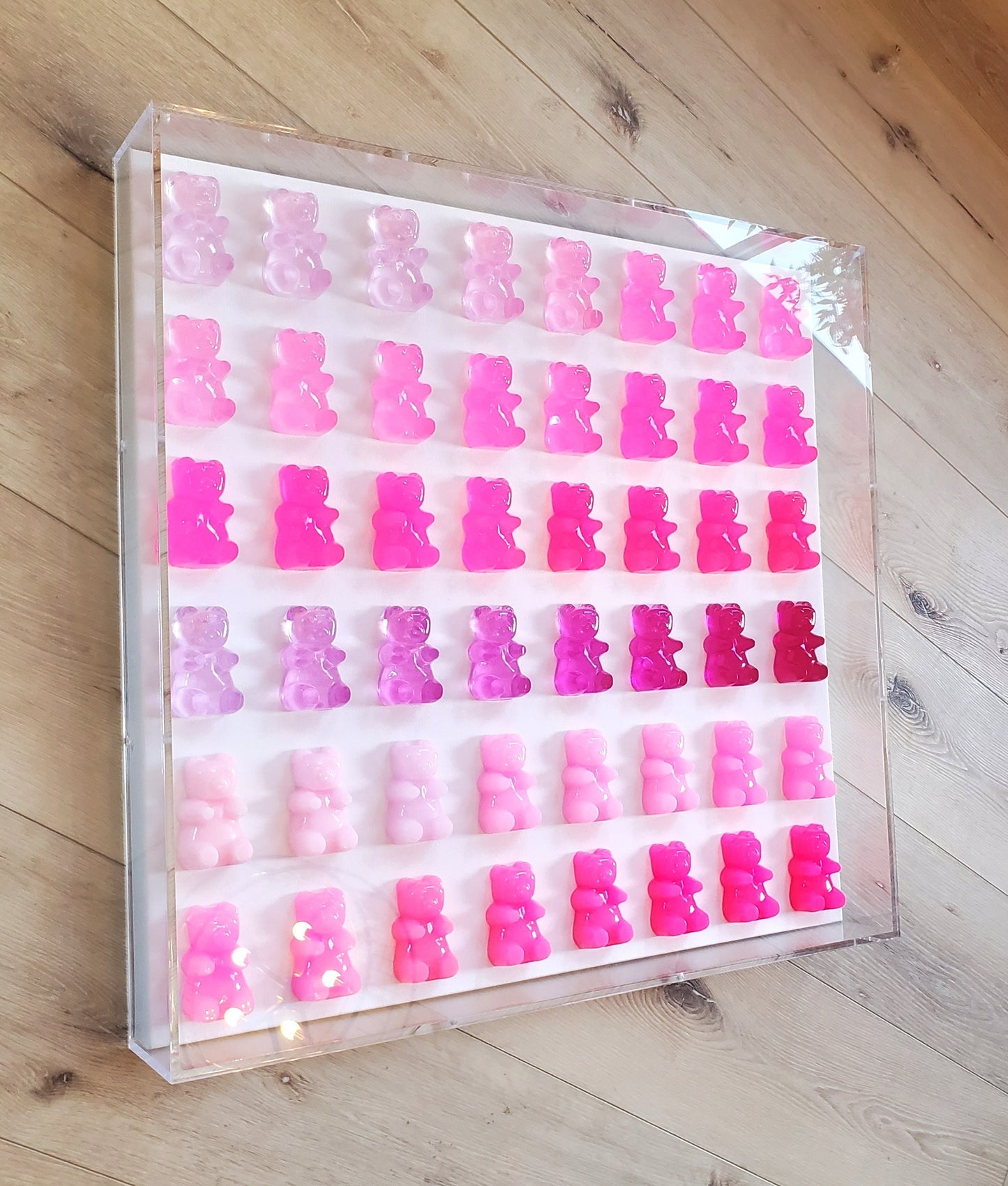 Giant Resin Gummy Bear Shadow Box | Candy Wall Art, Statement Piece, Modern Interior Design, Bright Ombré Colors, Luxury Interior Decor