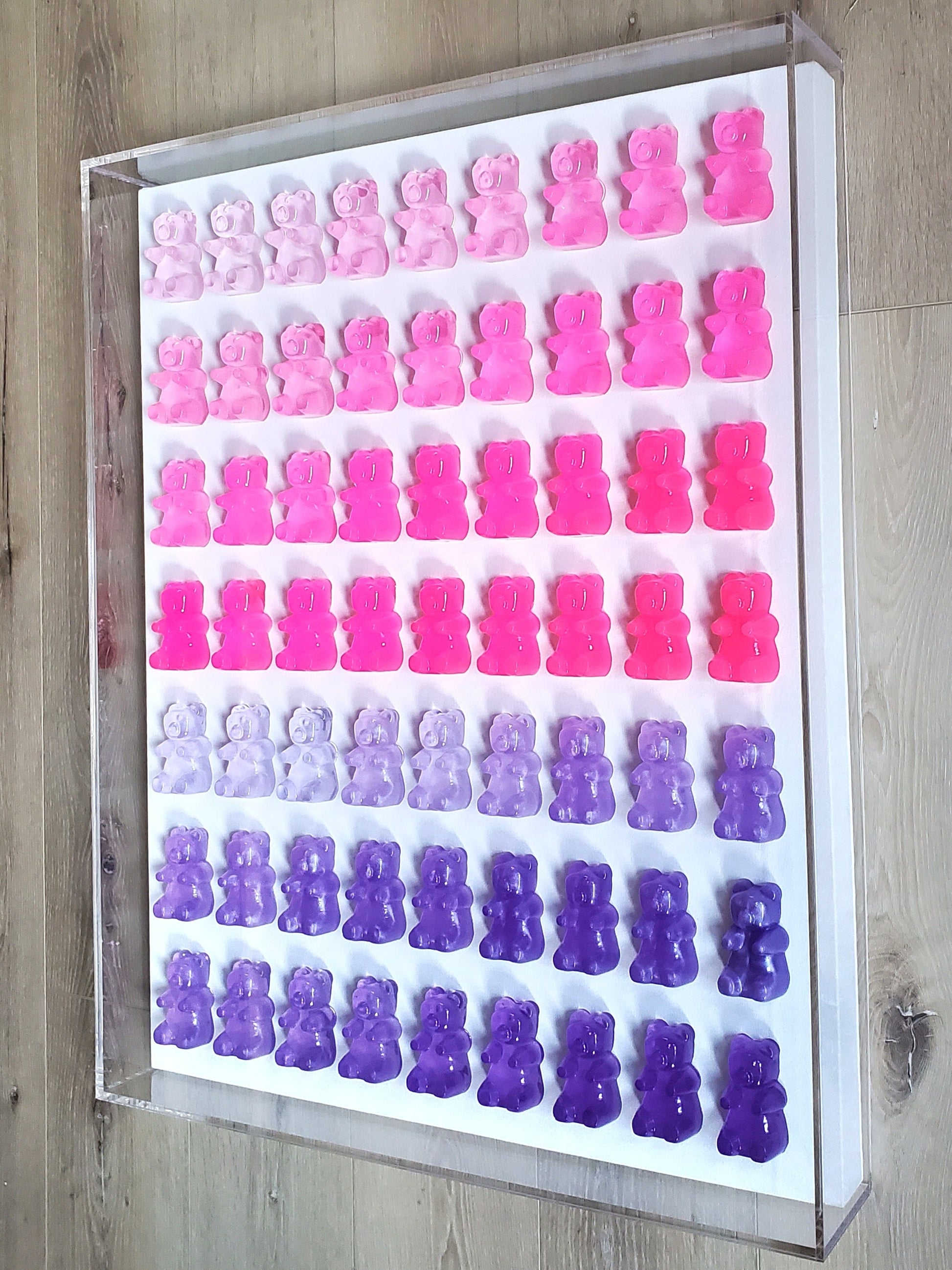 Candy Inspired Resin Gummy Bear Shadow Box: Modern Pop Art Wall Decor