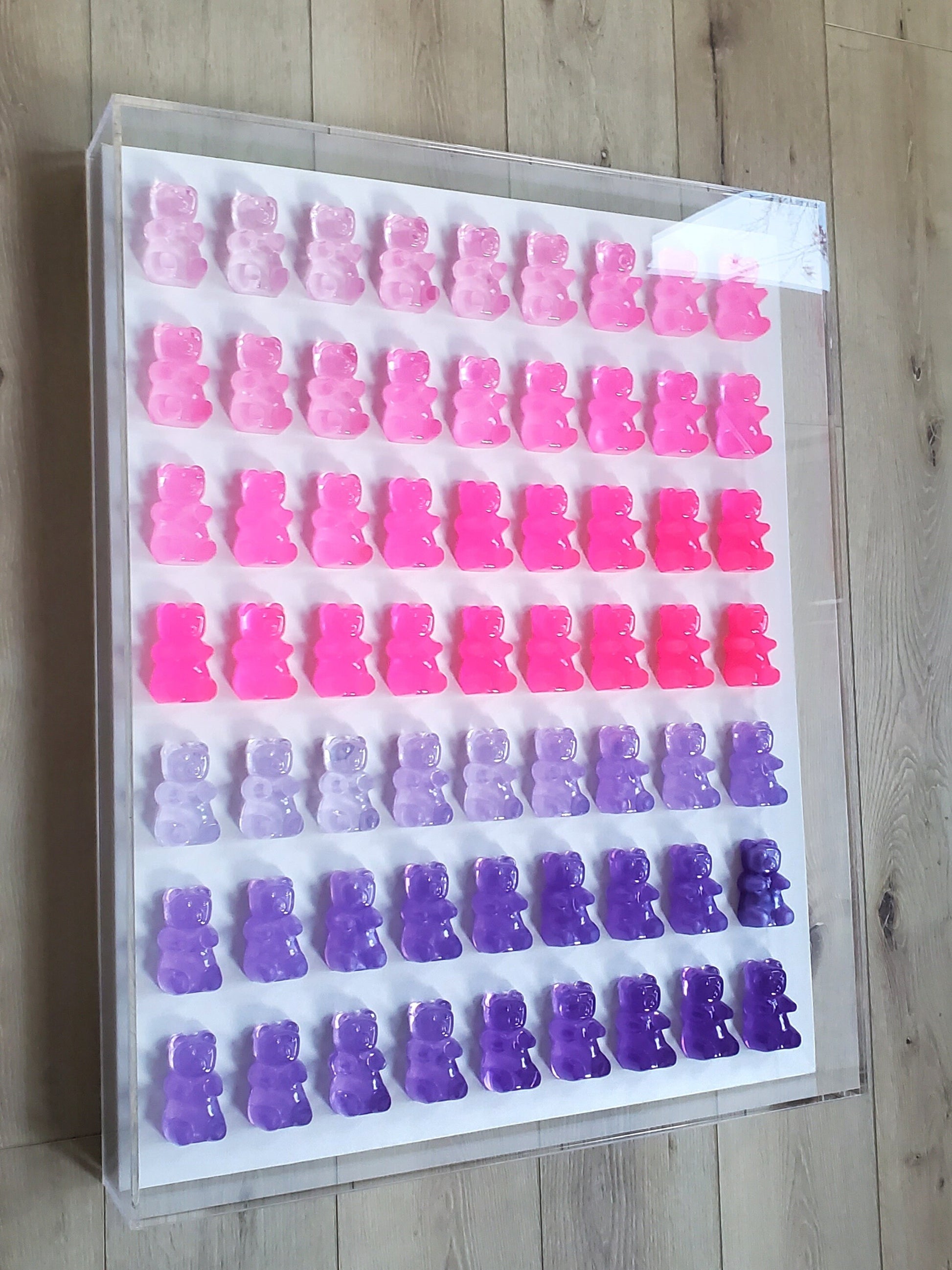 Resin Candy Gummy Resin Bear Shadow Box Art: Modern Pop Art Wall Decor