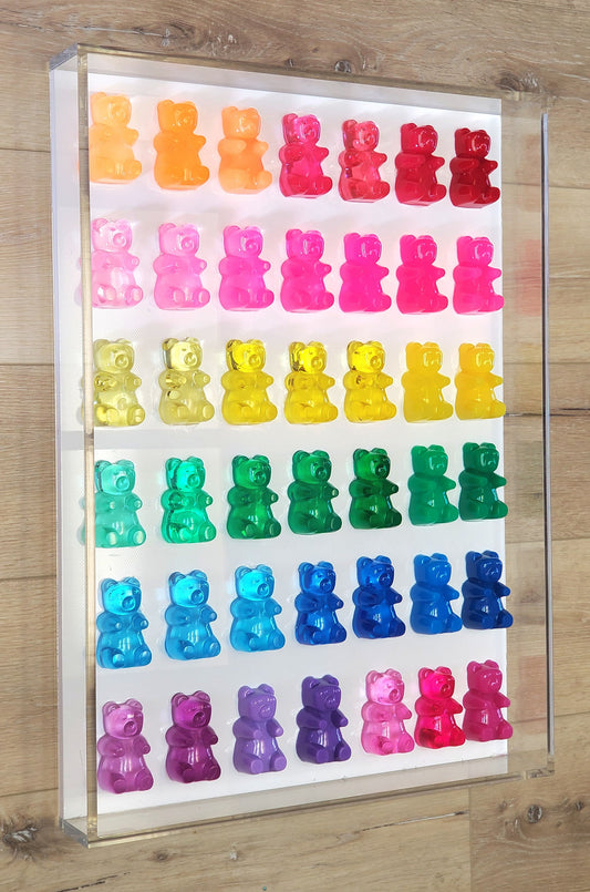 Resin Candy Gummy Resin Bear Shadow Box Art: Modern Pop Art Wall Decor