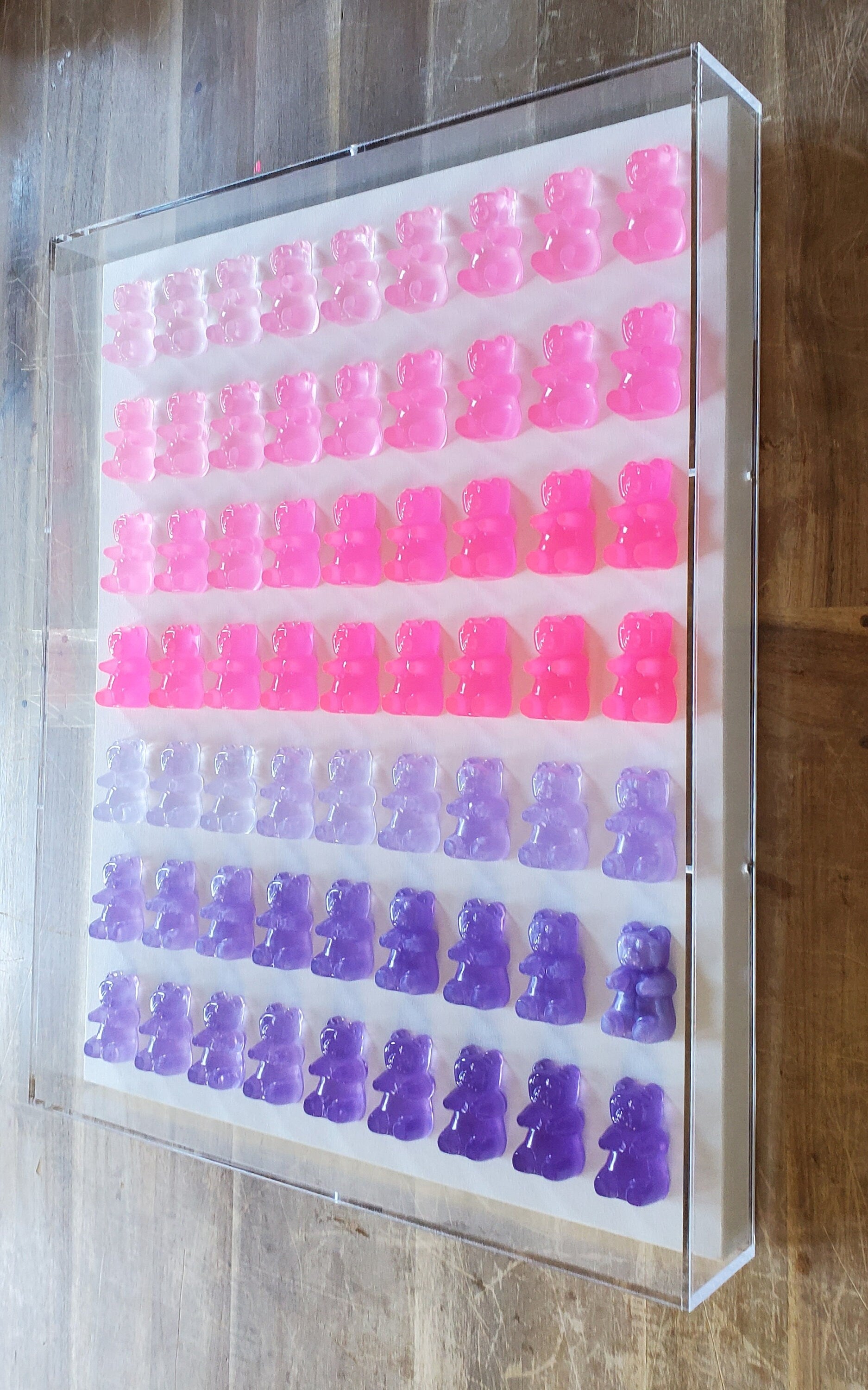 Resin Candy Gummy Resin Bear Shadow Box Art: Modern Pop Art Wall Decor