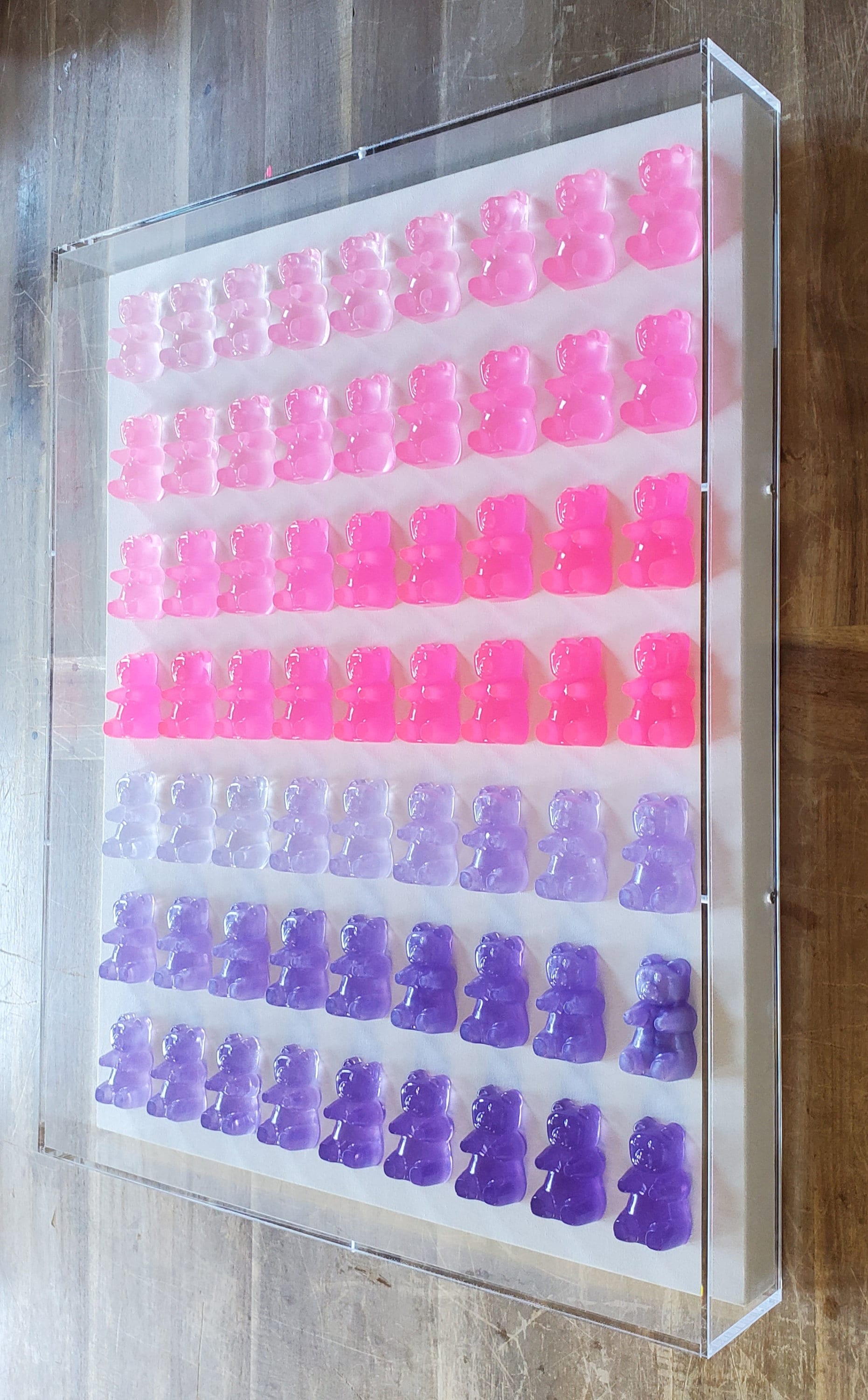 Resin Candy Gummy Resin Bear Shadow Box Art: Modern Pop Art Wall Decor