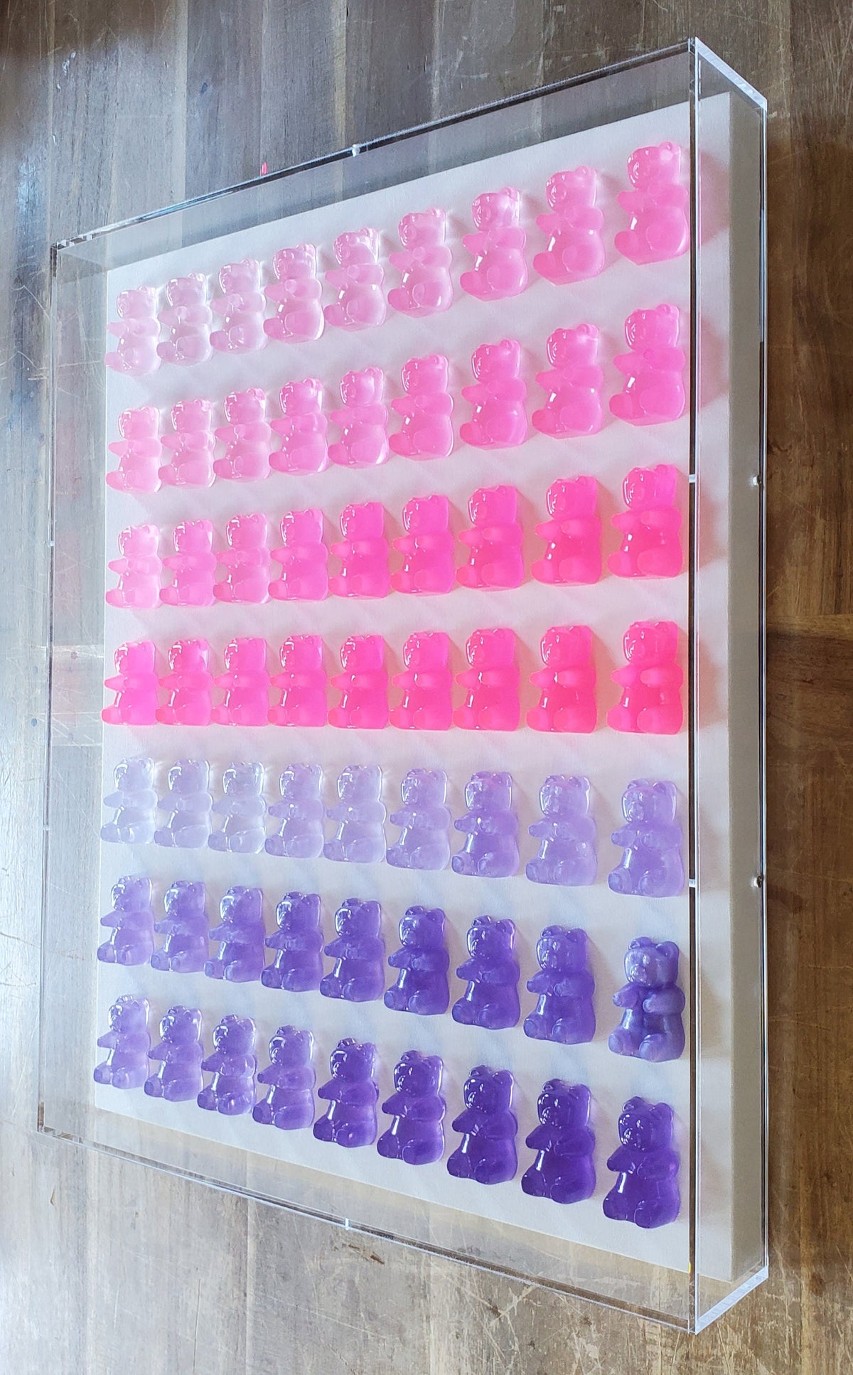 Candy Inspired Resin Gummy Bear Shadow Box: Modern Pop Art Wall Decor