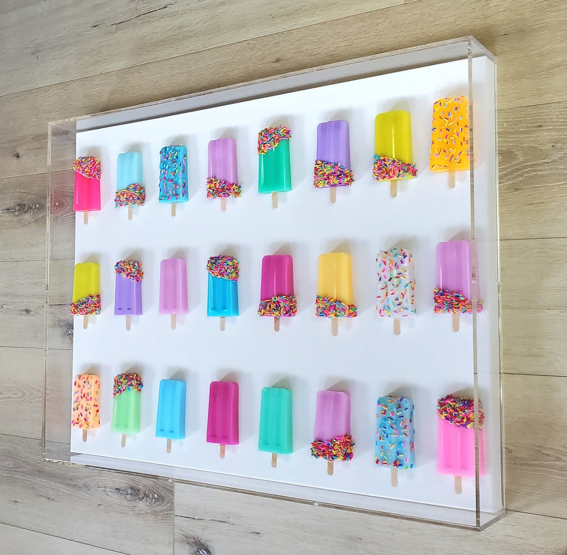Resin Ice Cream Pop Art Wall Decor: Handmade Shadow Box Acrylic