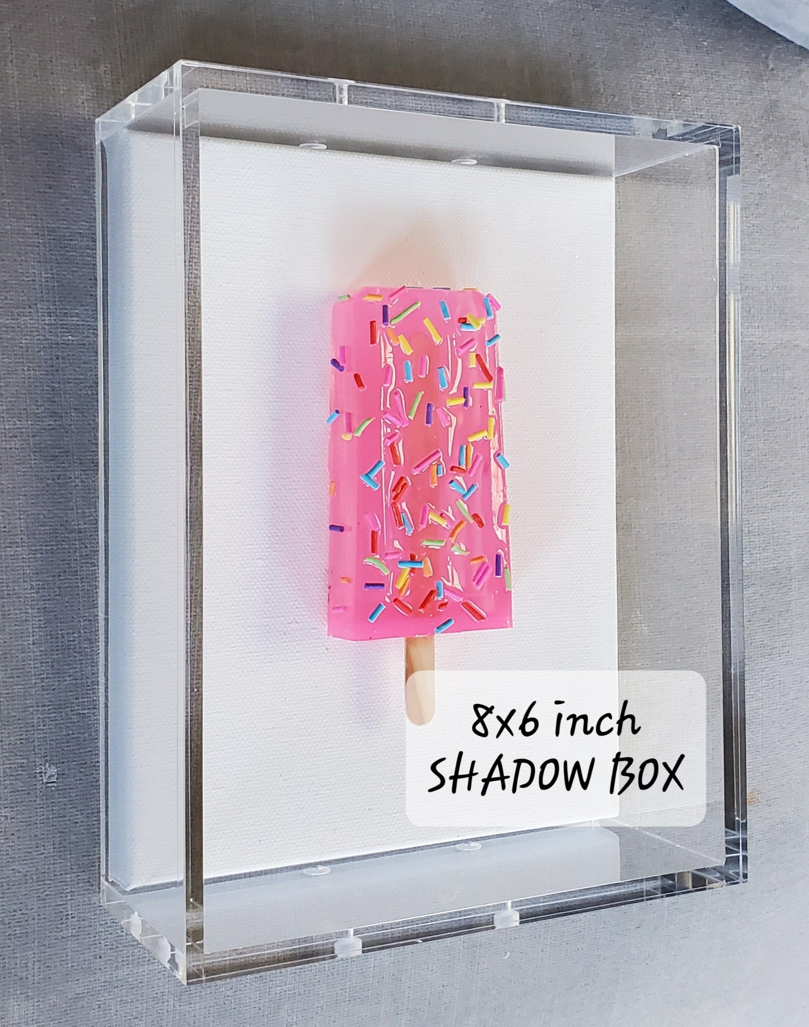 Candy Inspired Ice Pop Shadow Box Art: Handmade Resin Sculpture, Modern Wall Decor