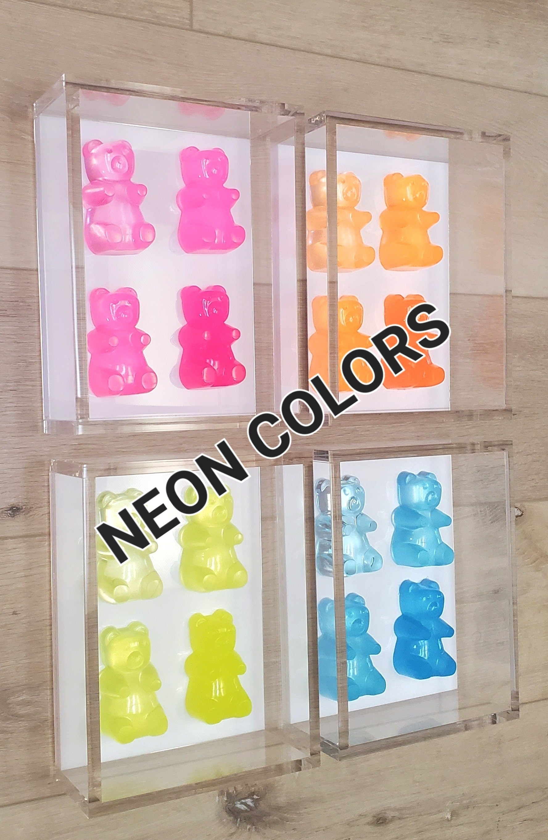 Gummy Bear Sculptures, 1 Acrylic Frame, Kitchen Decor, Iconic Decor, Colorful Modern Nursery Wall Art, Game Room, Candy Wall Decor