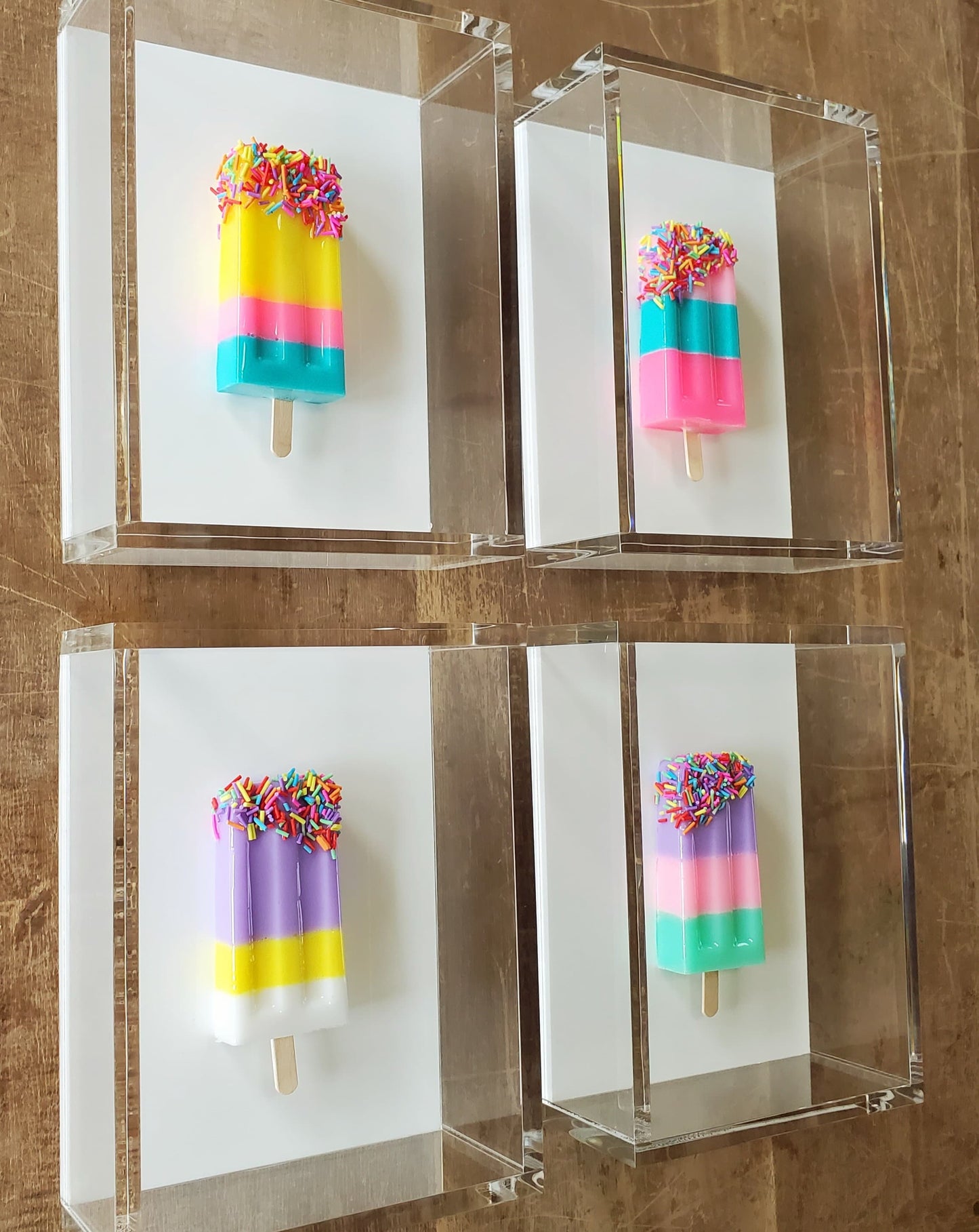 Sets of Four Candy Inspired Shadow Box Art: Whimsical Nursery Wall Art