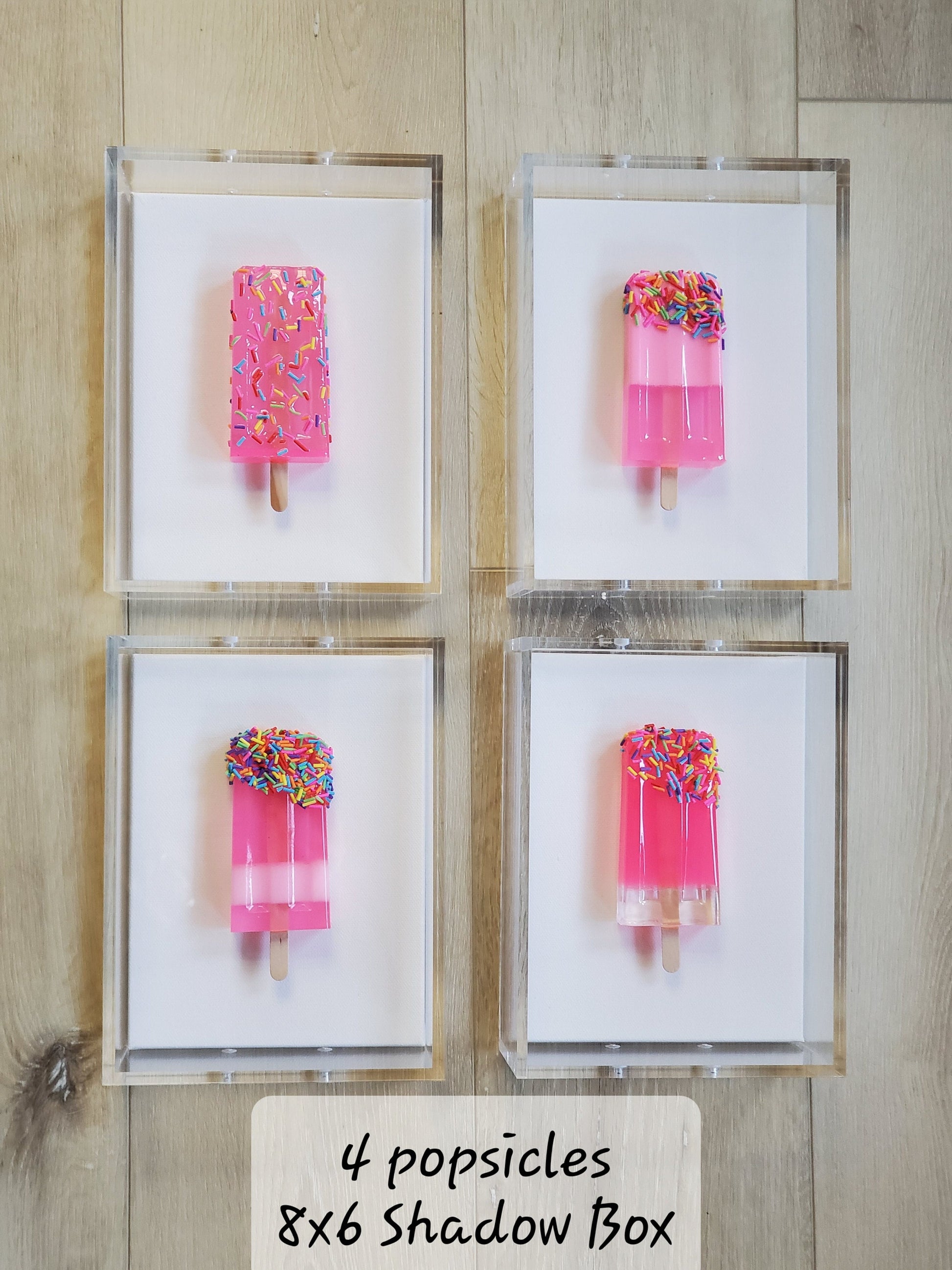 Gummy Bear & Ice Cream Bar Shadow Box Art - Candy Resin Wall Decor Customizable Colors