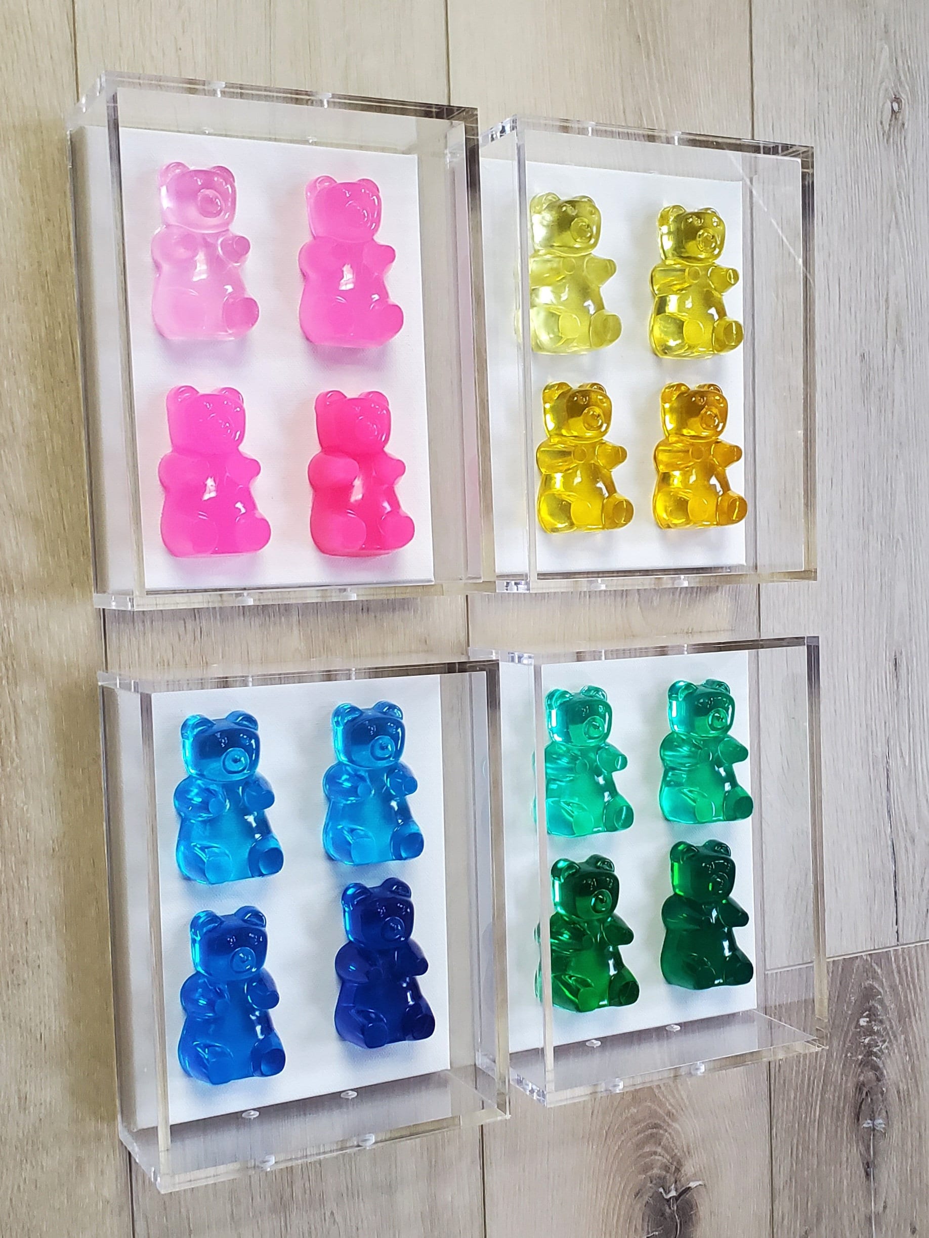 Pop Art, Visual 3D Art, Set of 9 Boxes,Customize Luxury Sculpture Wall Art, Popsicle, Bears, Donuts.