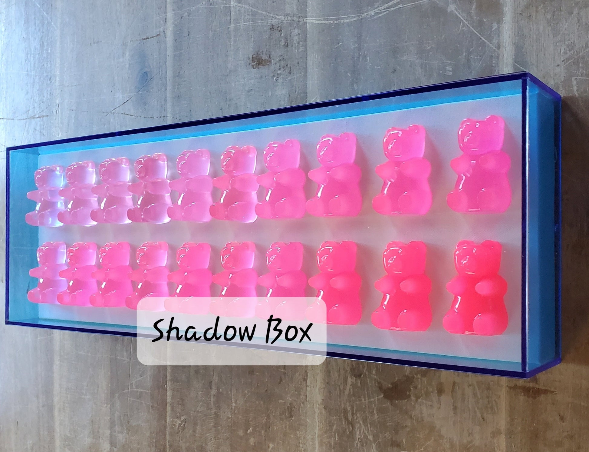 Resin Candy Bear Shadow Box Art: Whimsical Kids Room Decor (24x8x3 inch Frame Size)