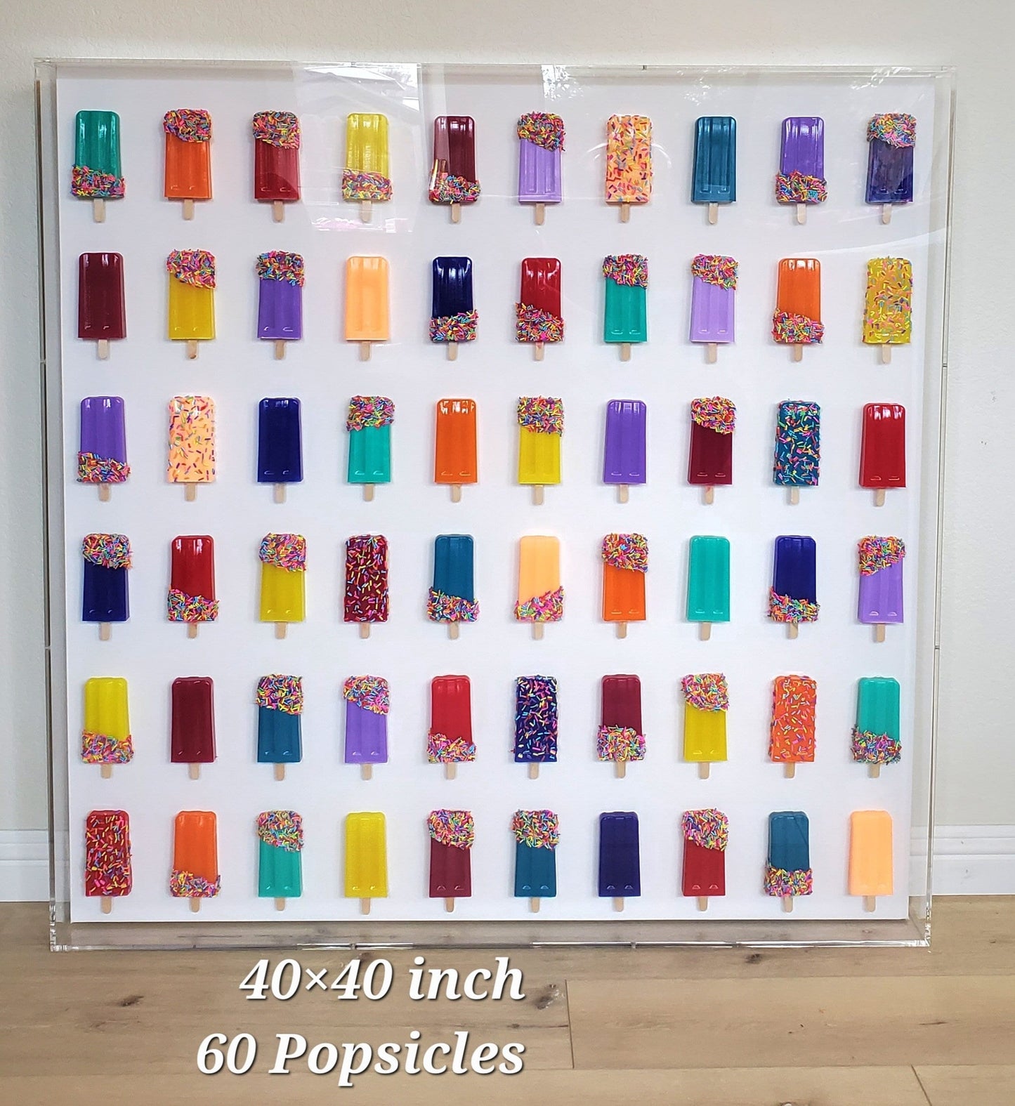 Rainbow Ice Pop Wall Sculpture: Pop Art Shadow Box Decor, Customizable Colors