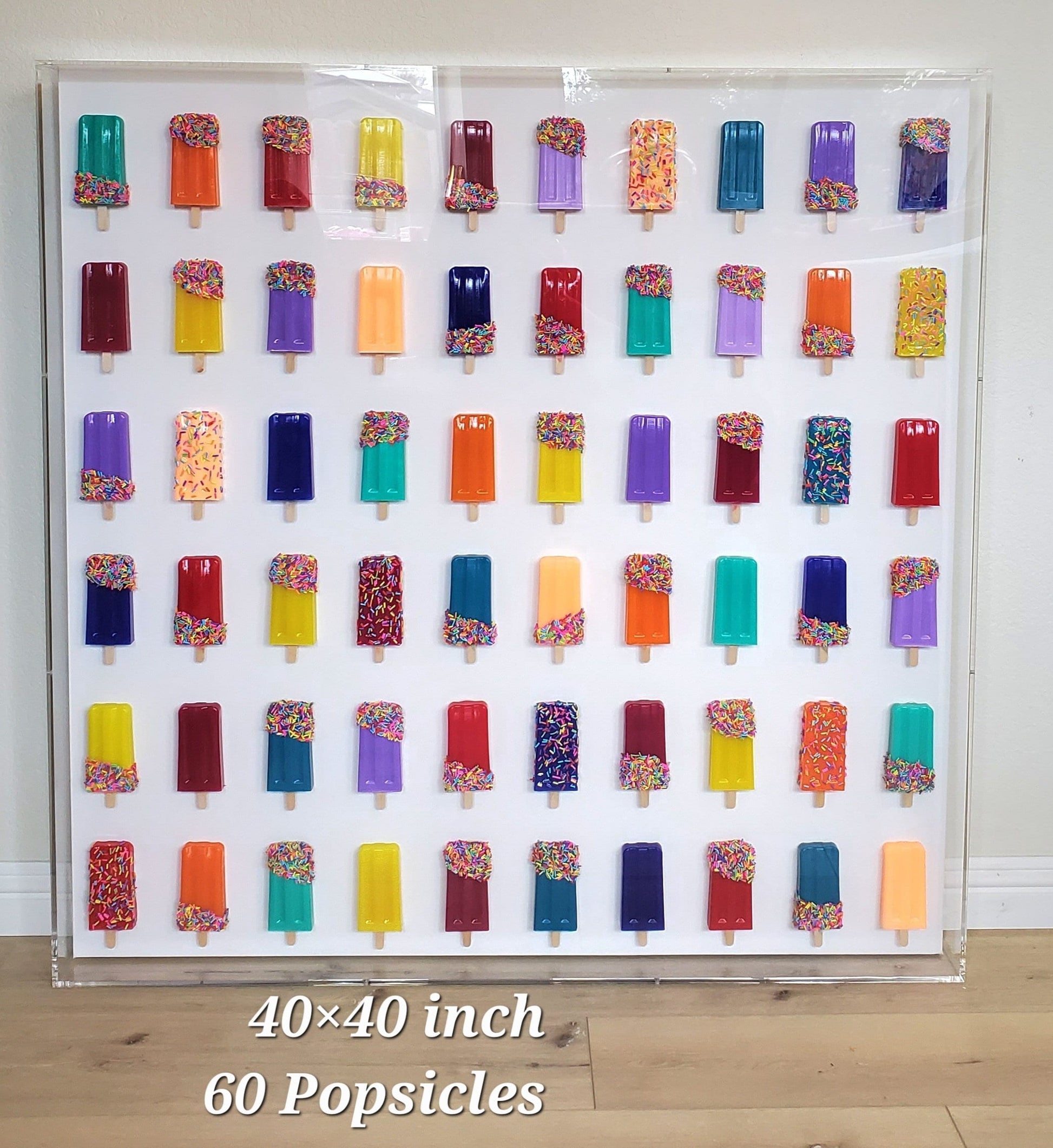 Rainbow Ice Pop Wall Sculpture: Pop Art Shadow Box Decor, Customizable Colors
