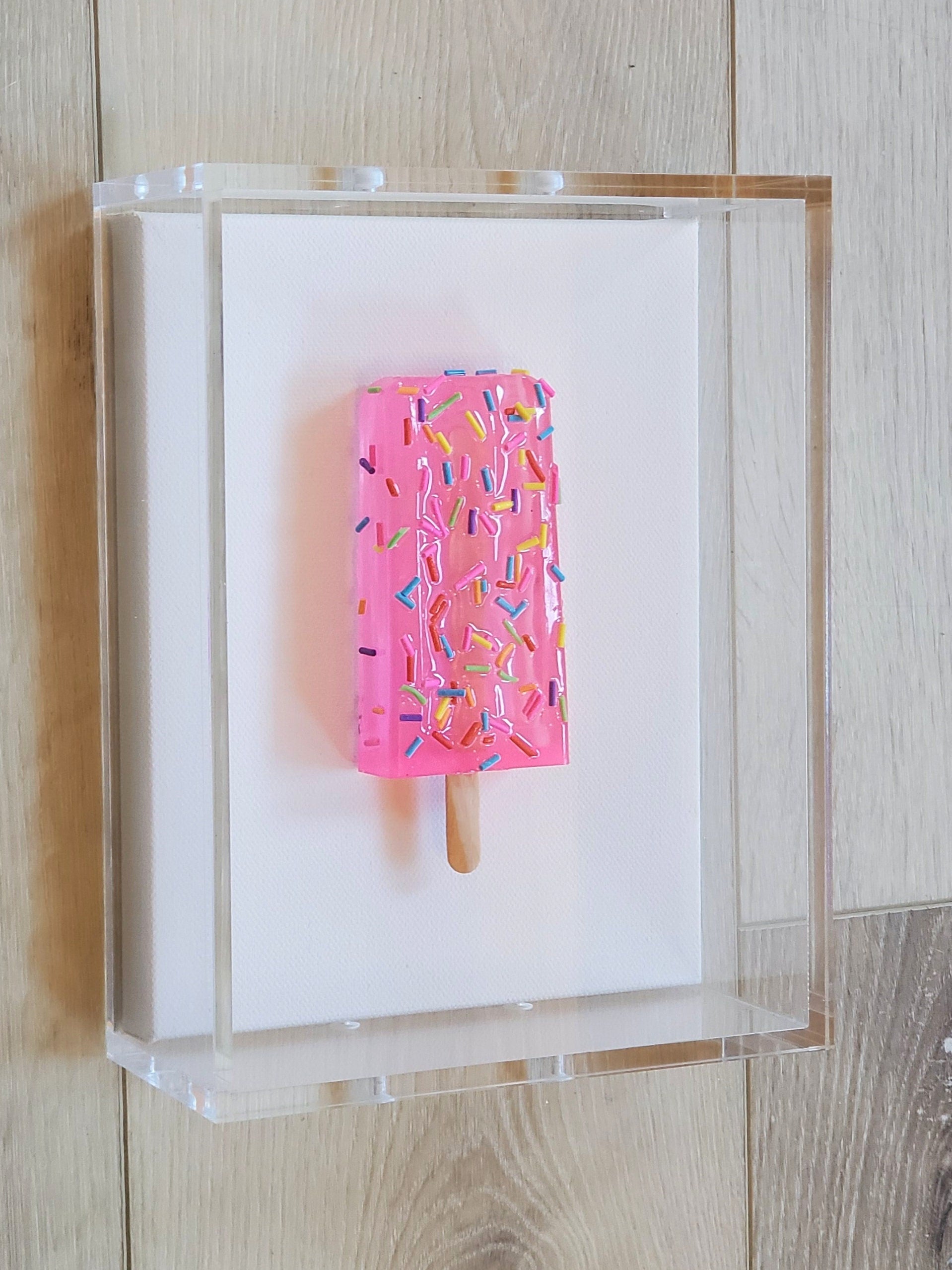 Popsicle Wall Hanging, Luxury Wall Art, 1 Popsicle Sculptures, 1 Frame, Modern Pop Art, Bright Candy Art, Gift For Any Occasion