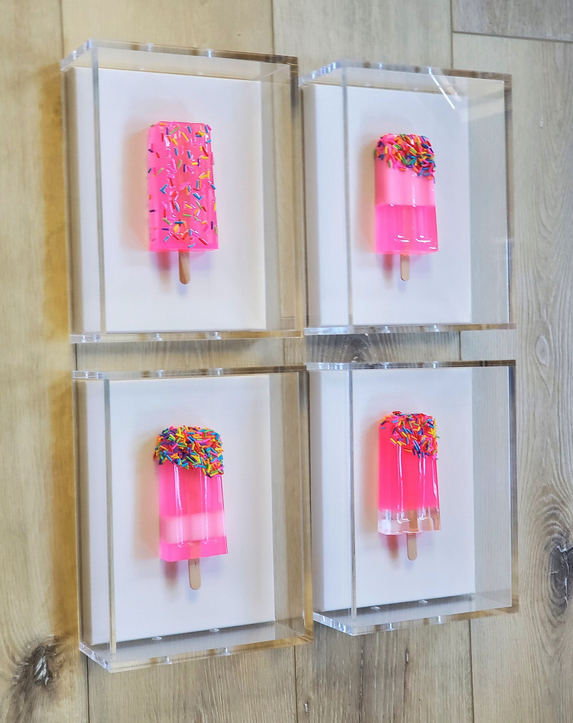 Ice Cream Bar Sculpture, Acrylic Shadow Box Wall Decor