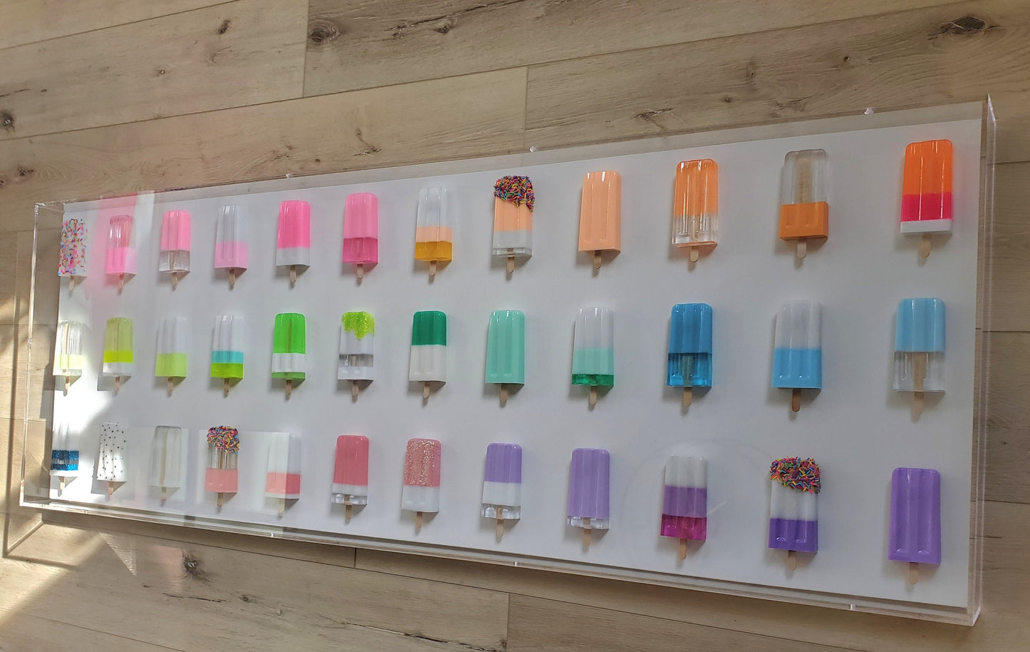 Pop Art Ice Pop Sculpture: 3D Candy Wall Decor, Shadow Box (20x59x3.5 Inch)