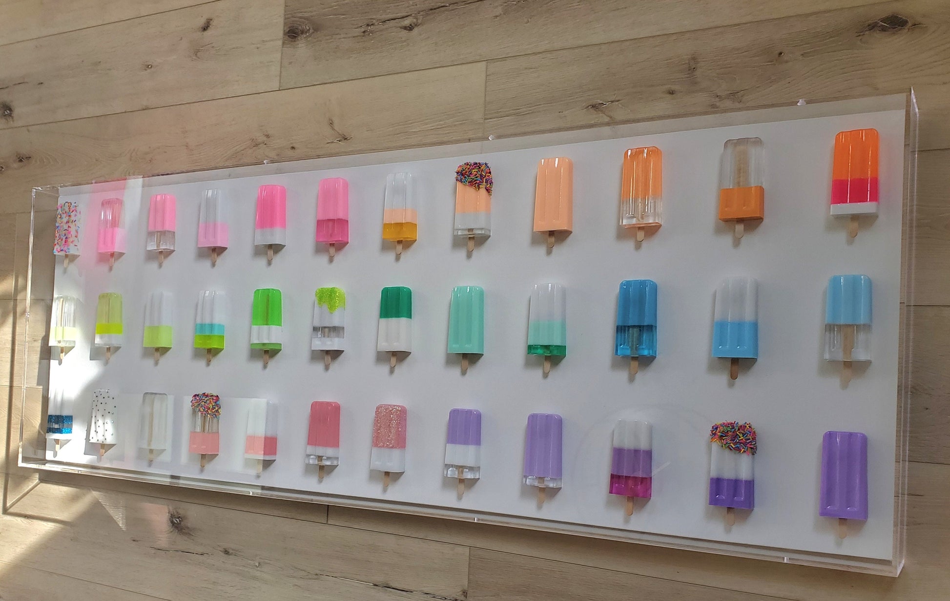 Pop Art Ice Pop Sculpture: 3D Candy Wall Decor, Shadow Box (20x59x3.5 Inch)