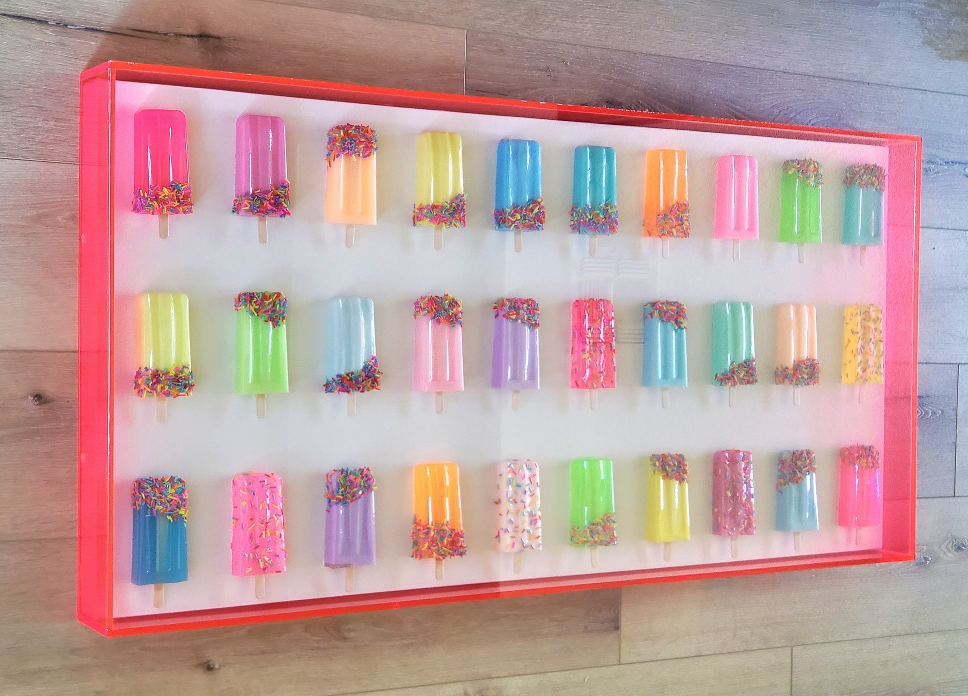 Pop Art Popsicle Wall Hanging, Home Decor,50 Popsicle Sculptures,Business Decor, Candy Wall Art, Modern Kitchen Wall Decor,Bright Visual Art