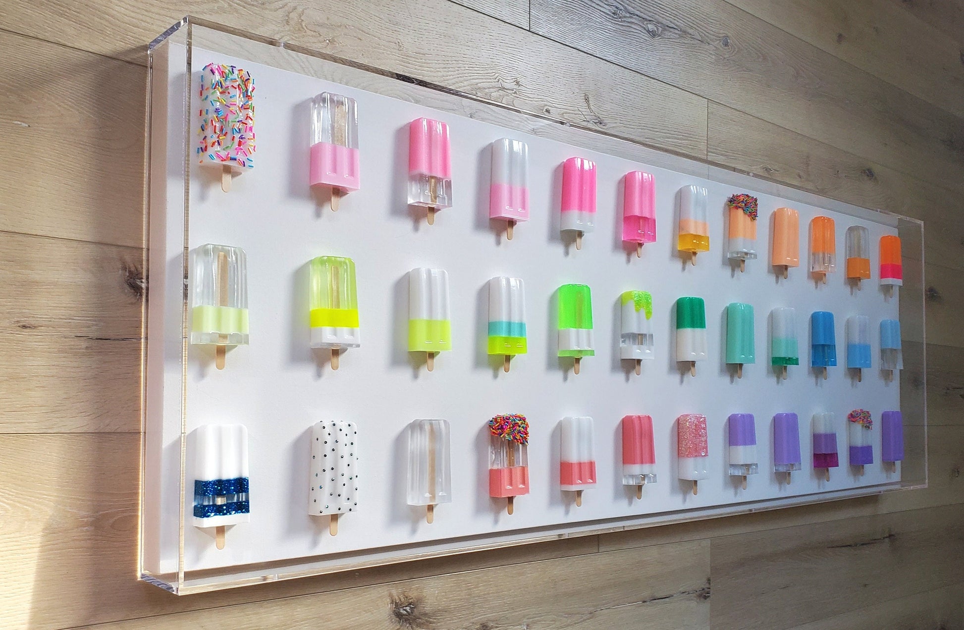 Pop Art Popsicle Wall Hanging, Home Decor, 40 Popsicle Sculptures, Business Decor, Candy Wall Art, Modern Kitchen Wall Decor, Handmade.