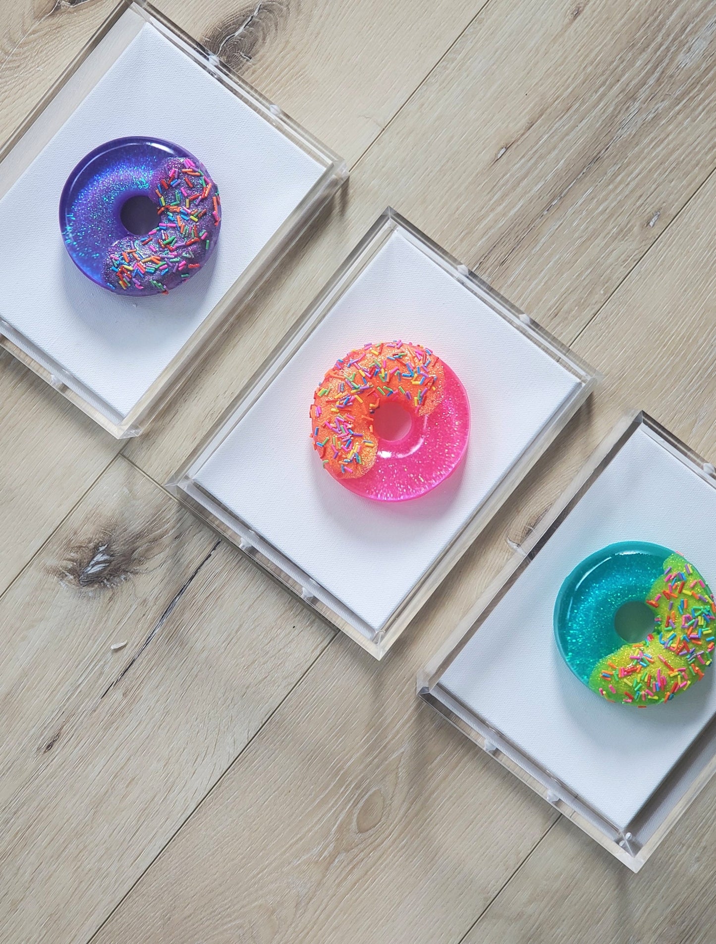 Donut Shadow Box Art, Whimsical Kitchen Decor, Dessert Themed Handmade Custom-Made