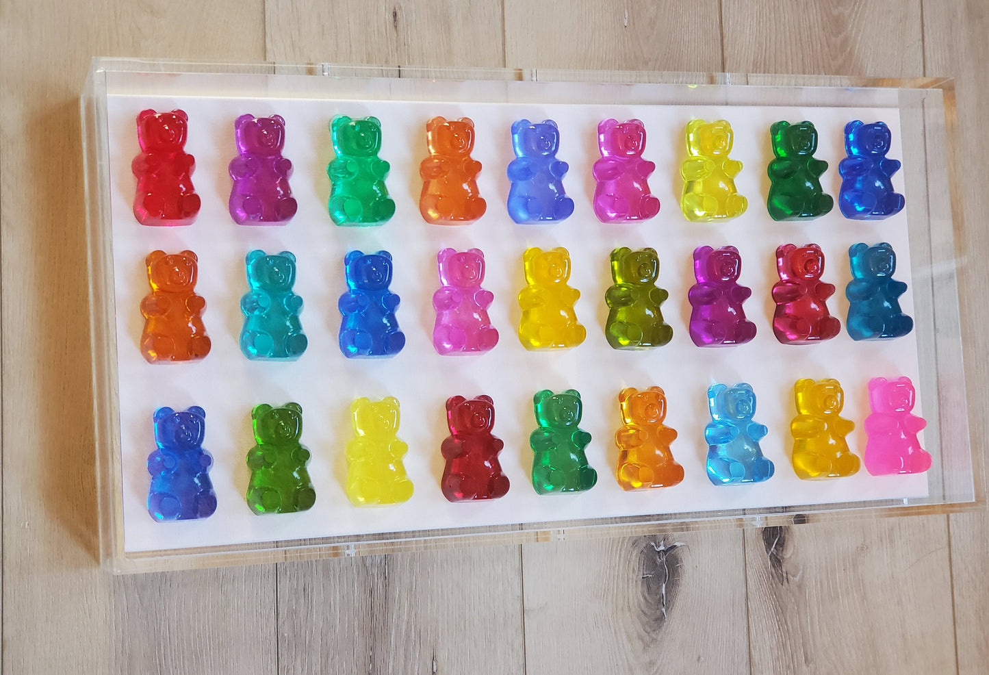 Wall Decor, Pop Art Wall Decor, Acrylic Frame, 30 Gummy Bears, Kids Playroom decor,1 Shadow Box, 3D Visual Art, Custom Design.