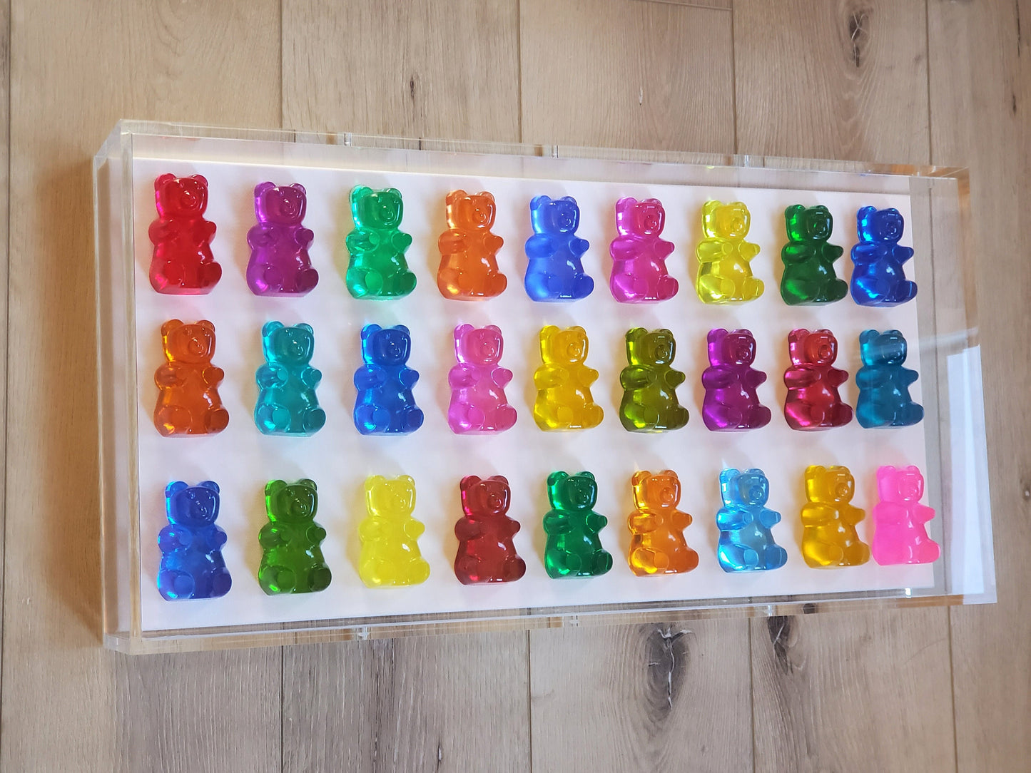 Wall Decor, Pop Art Wall Decor, Acrylic Frame, 30 Gummy Bears, Kids Playroom decor,1 Shadow Box, 3D Visual Art, Custom Design.