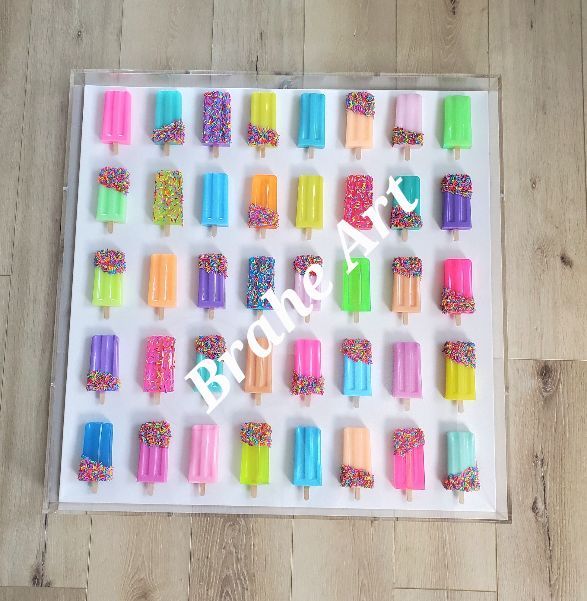 Popsicle Wall Hanging, Home Decor, 40 Popsicle Sculptures, Business Decor, Candy Wall Art, Modern Kitchen Wall Decor, Visual Bright Pop Art