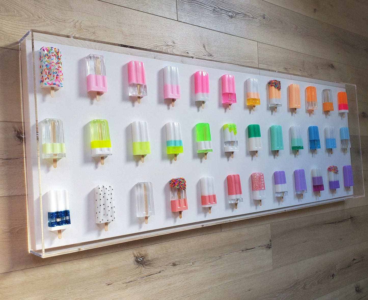 Pop Art Ice Pop Sculpture: 3D Candy Wall Decor, Shadow Box (20x59x3.5 Inch)