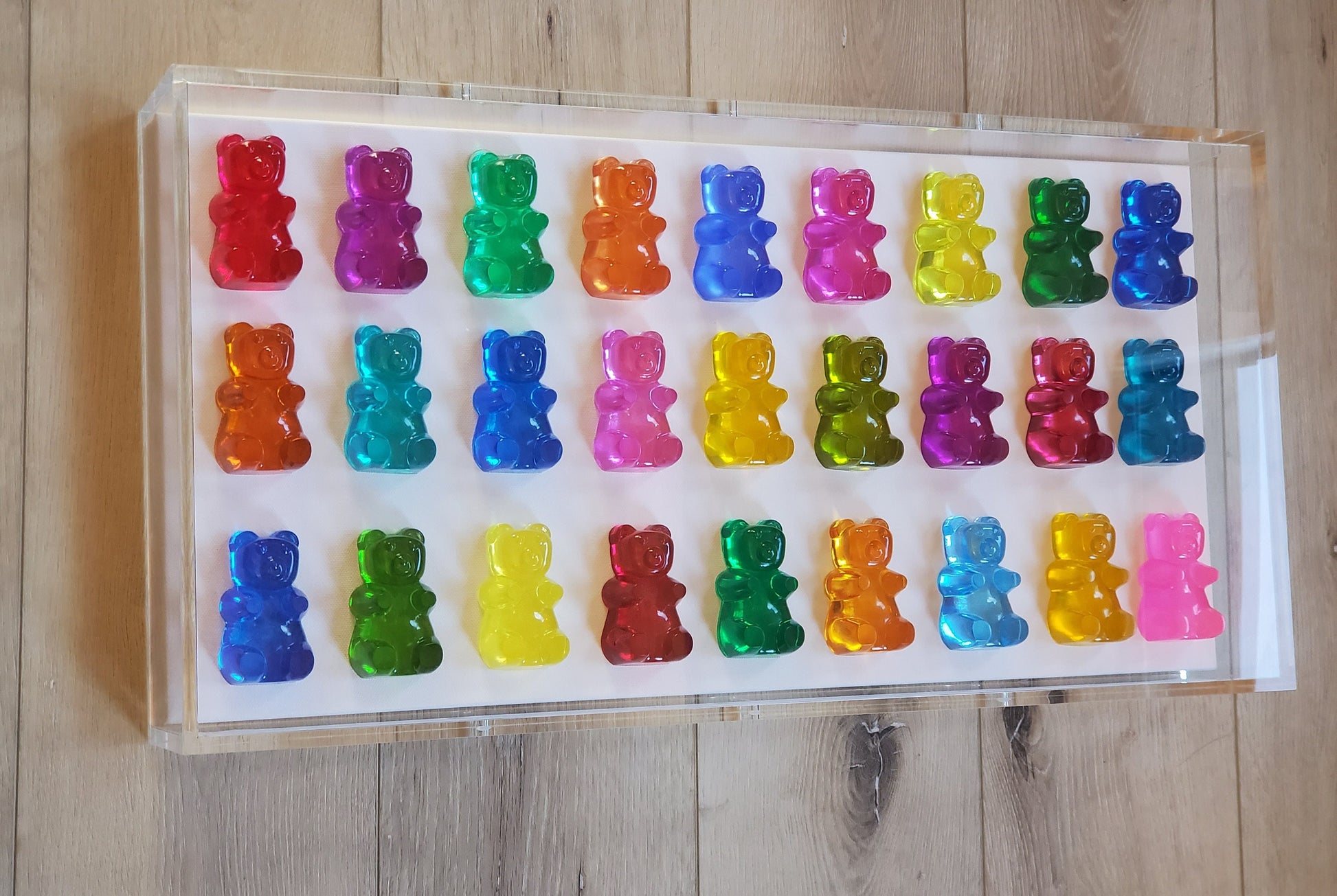 Wall Decor, Pop Art Wall Decor, Acrylic Frame, 30 Gummy Bears, Kids Playroom decor,1 Shadow Box, 3D Visual Art, Custom Design.