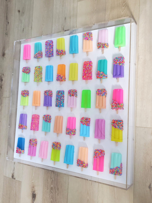 Popsicle Wall Hanging, Home Decor, 40 Popsicle Sculptures, Business Decor, Candy Wall Art, Modern Kitchen Wall Decor, Visual Bright Pop Art