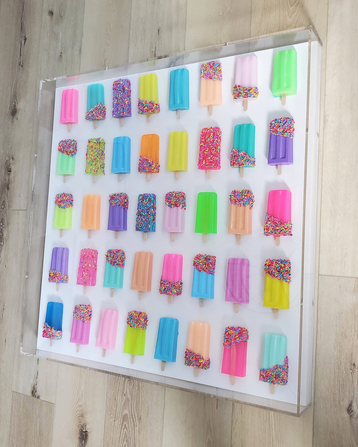 Popsicle Wall Hanging, Home Decor, 40 Popsicle Sculptures, Business Decor, Candy Wall Art, Modern Kitchen Wall Decor, Visual Bright Pop Art