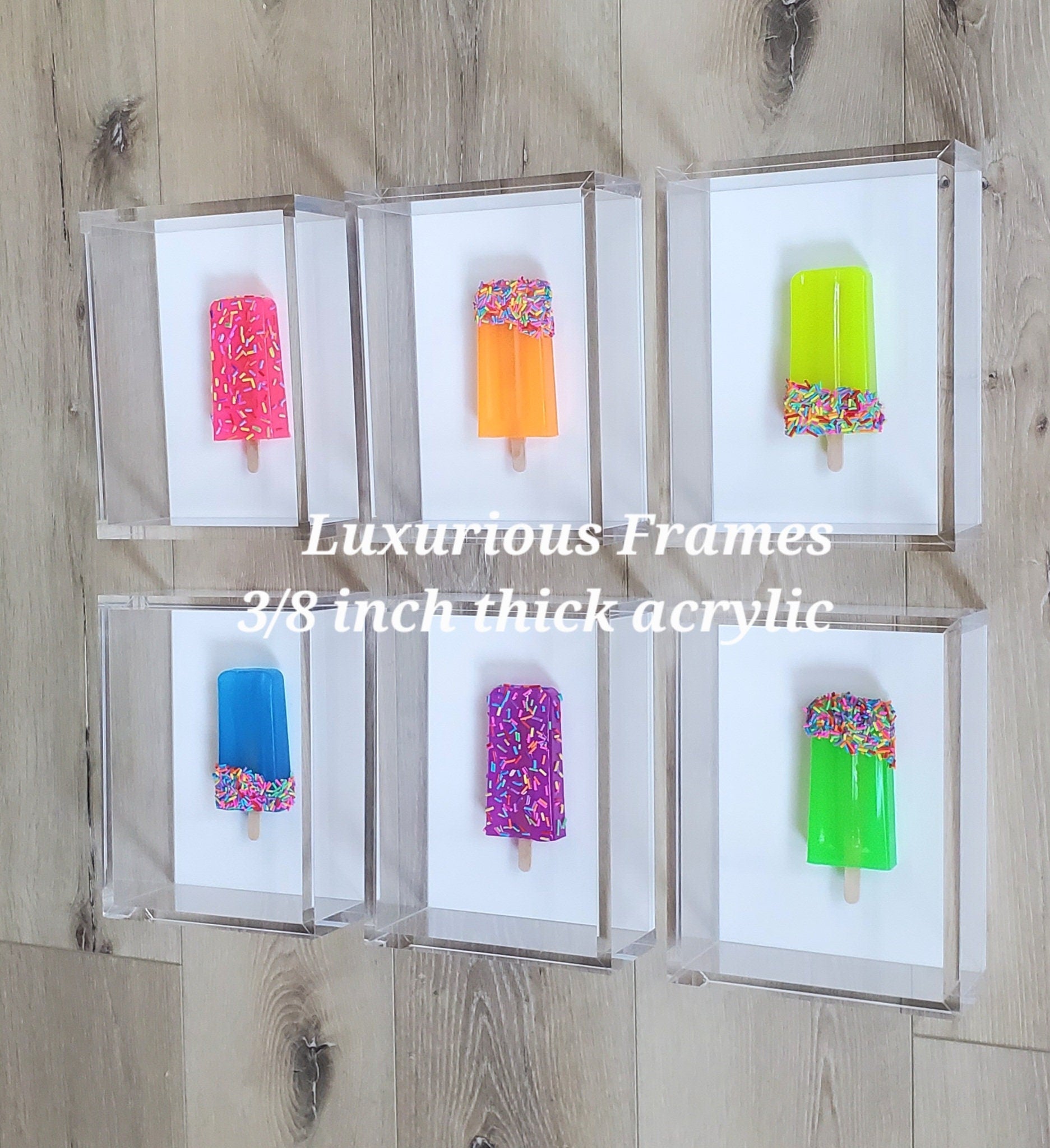 Popsicle Wall Hanging, Luxury Wall Art, 1 Popsicle Sculptures, 1 Frame, Modern Pop Art, Bright Candy Art, Gift For Any Occasion