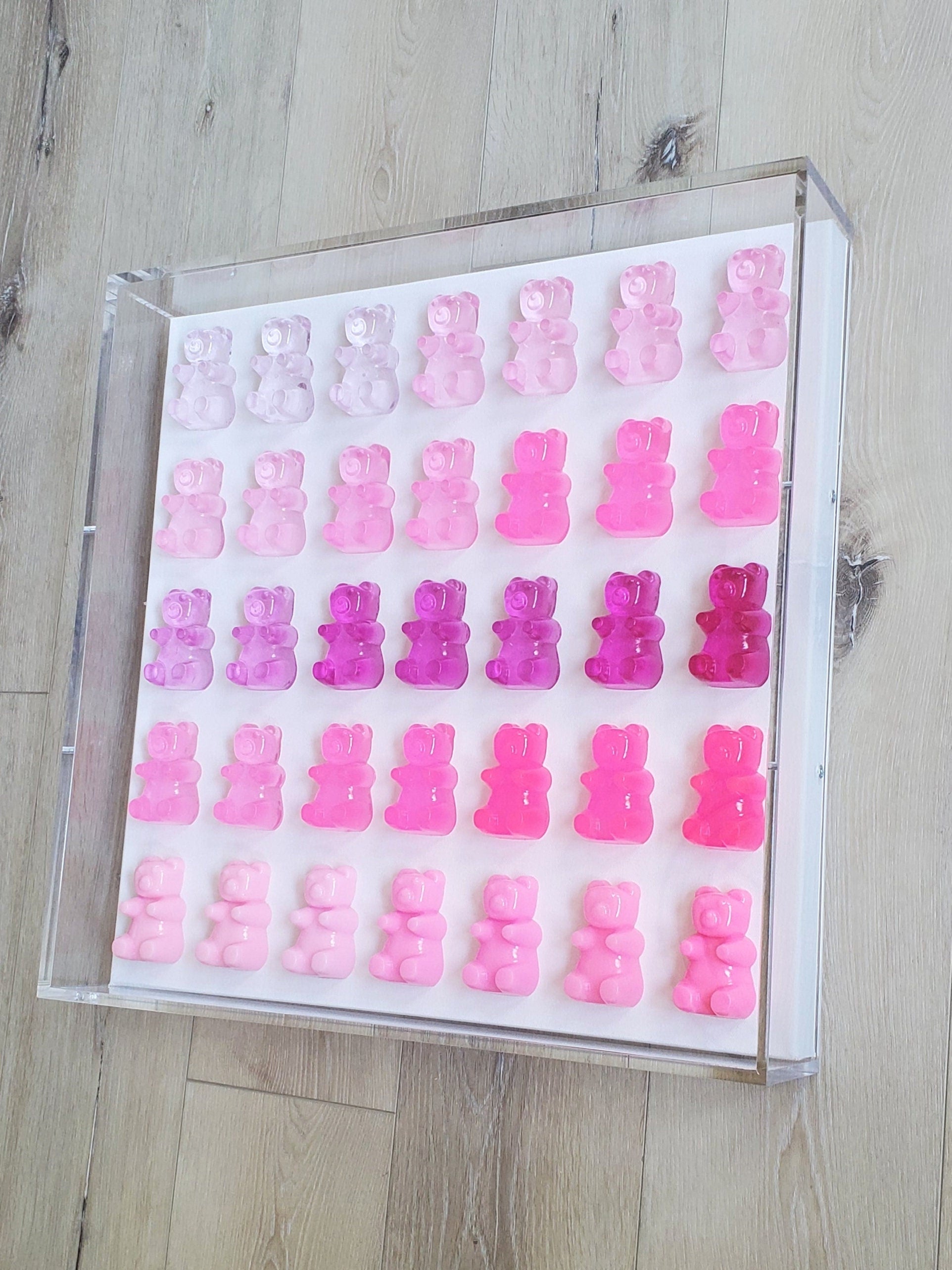 Pop Art Gummy Resin Bear Wall Decor, Modern Candy Shadow Box, Luxury Kitchen and Nursery Art