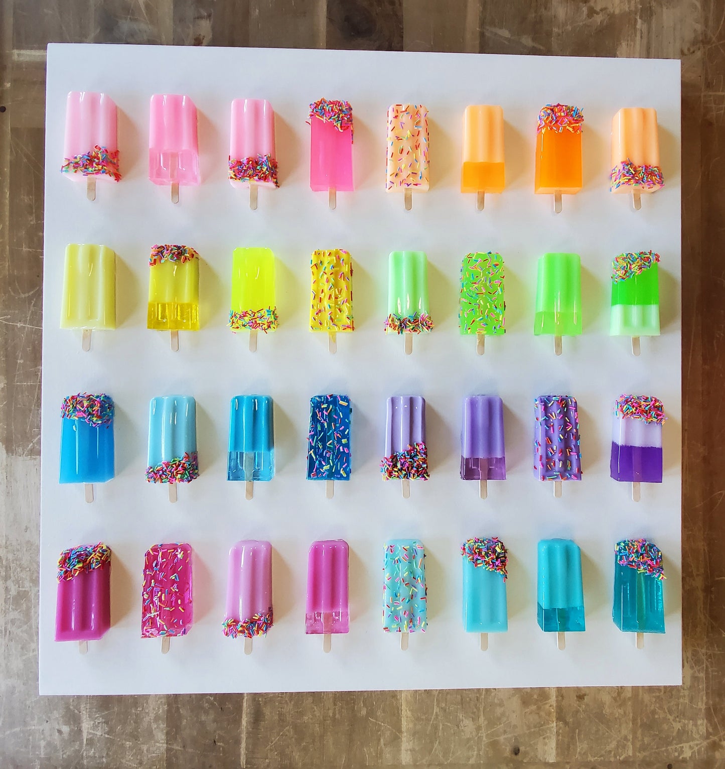 Colorful Ice Pop Sculpture, Modern Pop Art Shadow Box