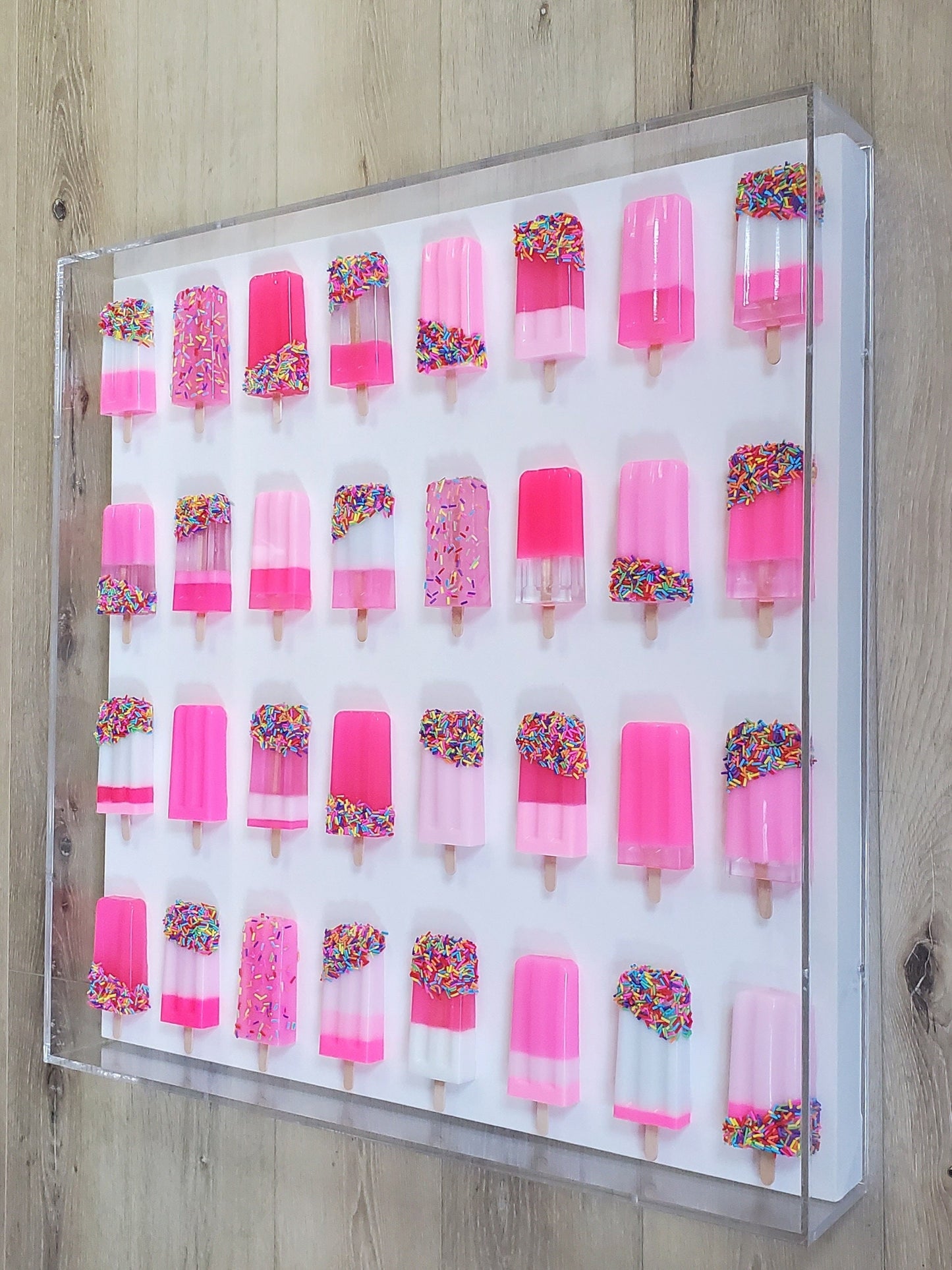 Colorful Ice Pop Sculpture, Modern Pop Art Shadow Box