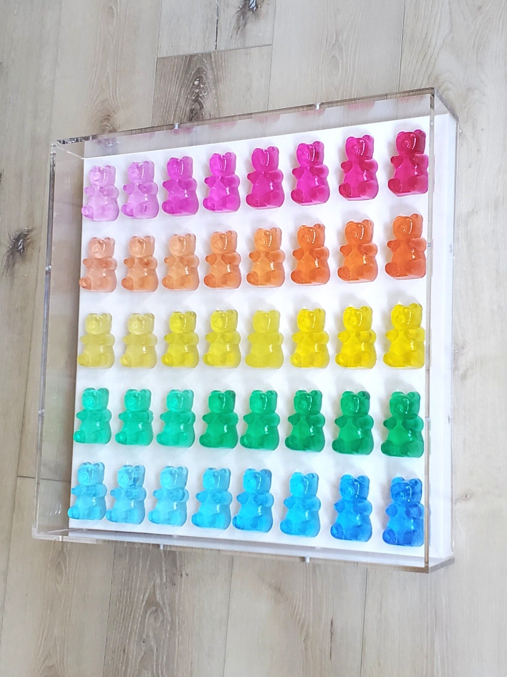 Pop Art Candy Inspired Resin Bear Wall Decor: Modern Candy Inspired Shadow Box Art