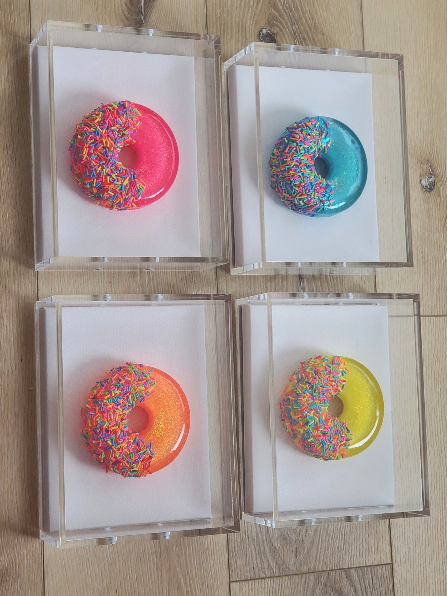 Donut Shadow Box Art, Whimsical Kitchen Decor, Dessert Themed Handmade Custom-Made