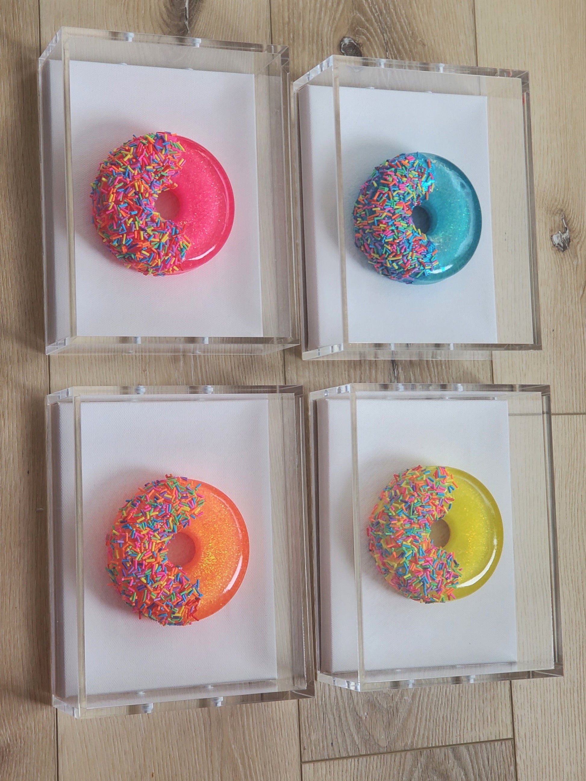 Donut Shadow Box Art, Whimsical Kitchen Decor, Dessert Themed Handmade Custom-Made