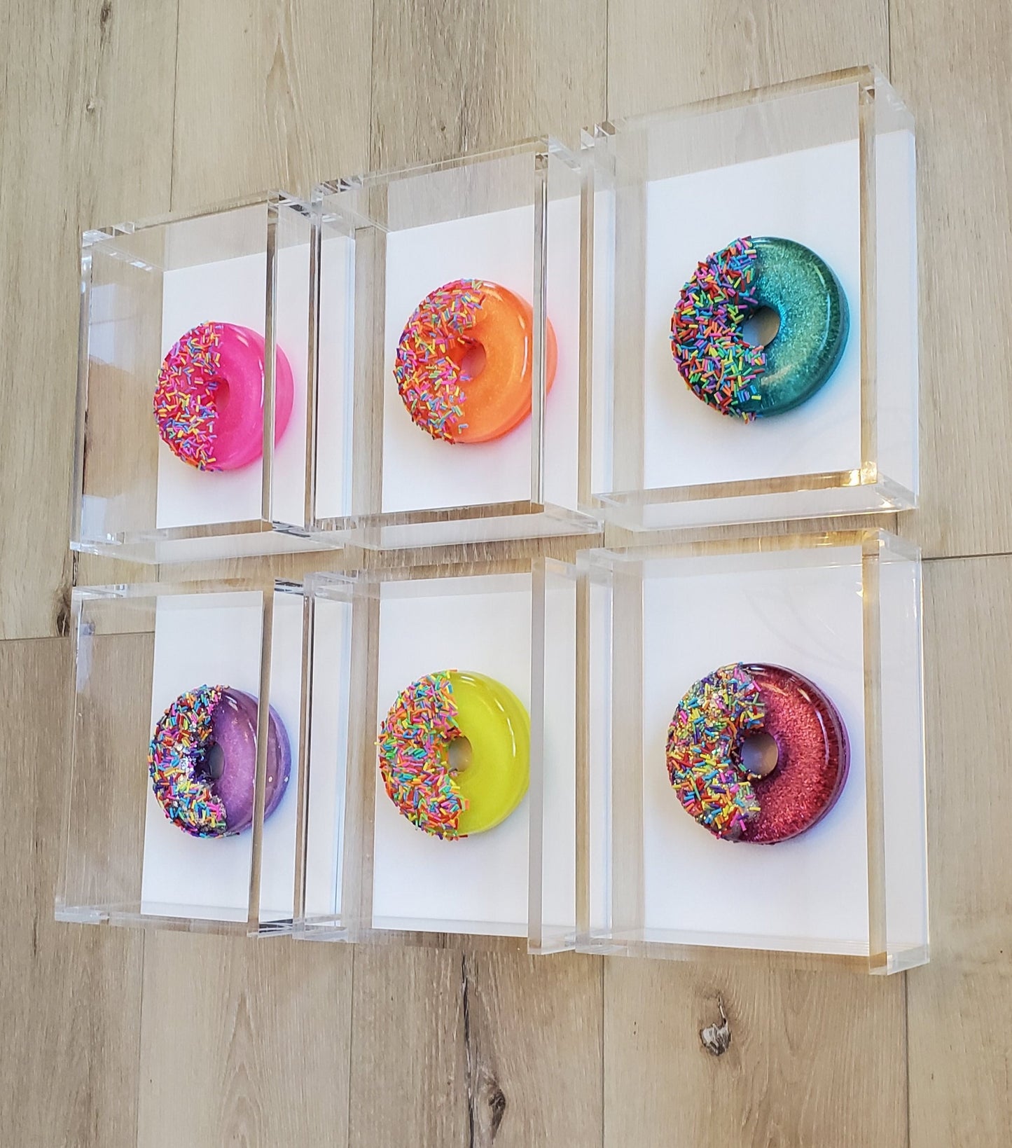 Donut Shadow Box Art, Whimsical Kitchen Decor, Dessert Themed Handmade Custom-Made