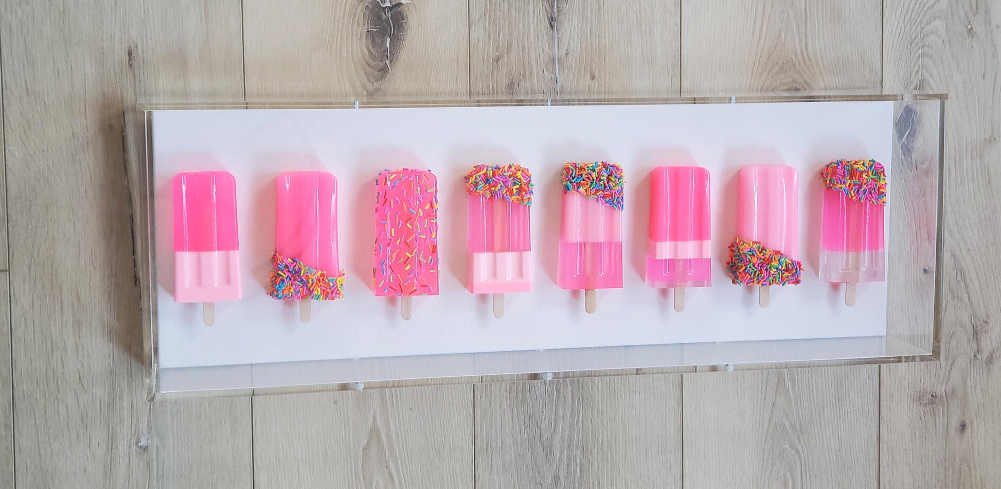 Colorful Resin Popsicle Wall Art, Boho Kids Room Decor, Minimalist Neon Ice Cream Artwork