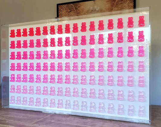 Bear Wall Decor, Modern Pop Art, 80 Resin Yummy Bears, Kitchen Wall Art, Game Room decor. Original Creator,Visual Pop Art