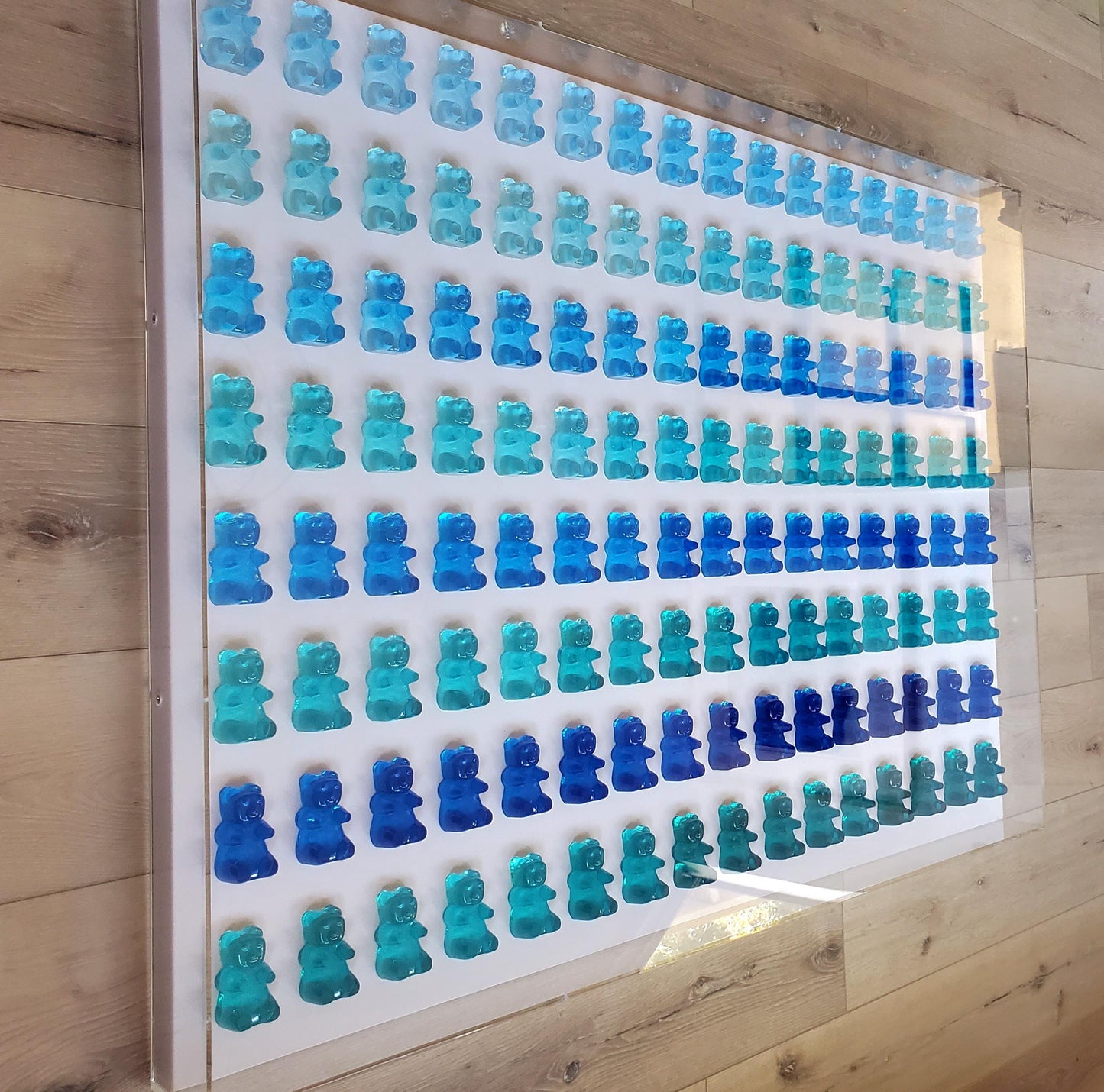 Contemporary Pop Art Gummy Bear Wall Decor | 3D Resin Candy Bear Shadow Box | Vibrant Kitchen or Game Room Art | Modern Interior Design
