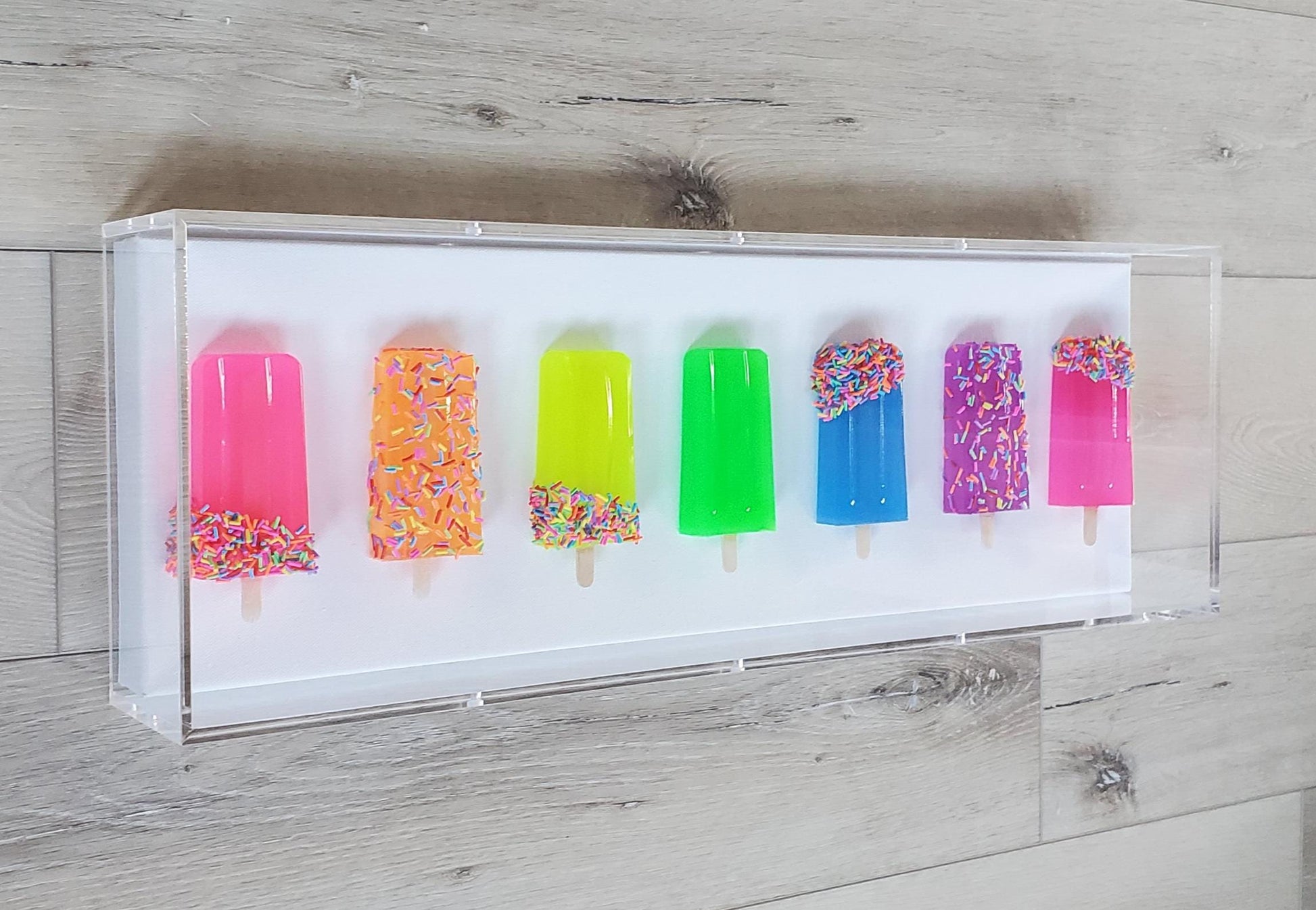 Ice Pop Wall Art: 3D Shadow Box Sculpture, Neon Colors