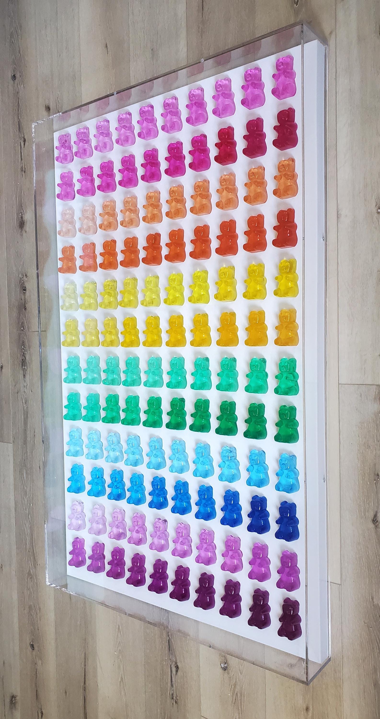 Candy Inspired Resin Bear Shadow Box Wall Art: Colorful Resin Candy, Kids Room Decor, Customizable