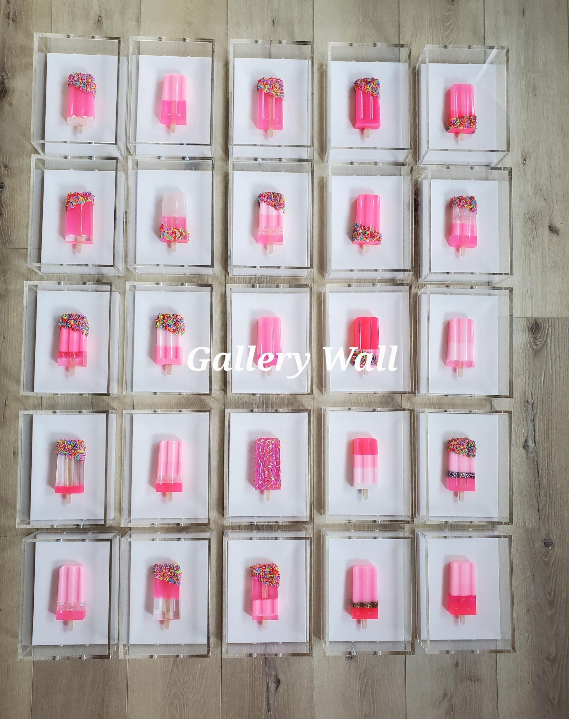 Candy Inspired Ice Pop Shadow Box Art: Handmade Resin Sculpture, Modern Wall Decor