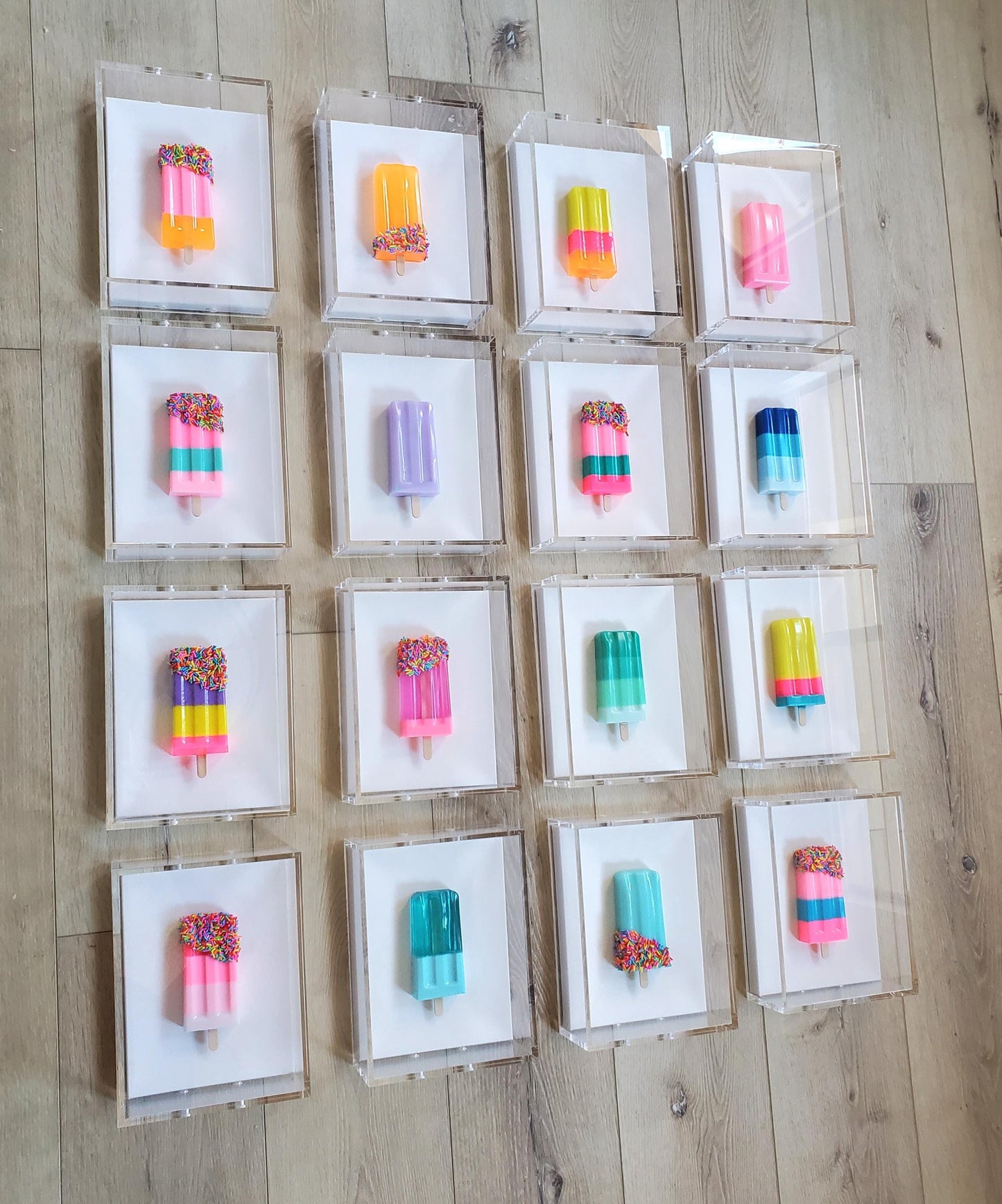 3D Resin Pop Art Wall Hanging: Ice Pop Sculpture Shadow Box Art