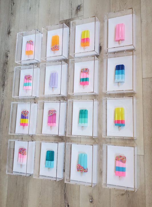 Pop Art, Visual 3D Art, Set of 9 Boxes,Customize Luxury Sculpture Wall Art, Popsicle, Bears, Donuts.