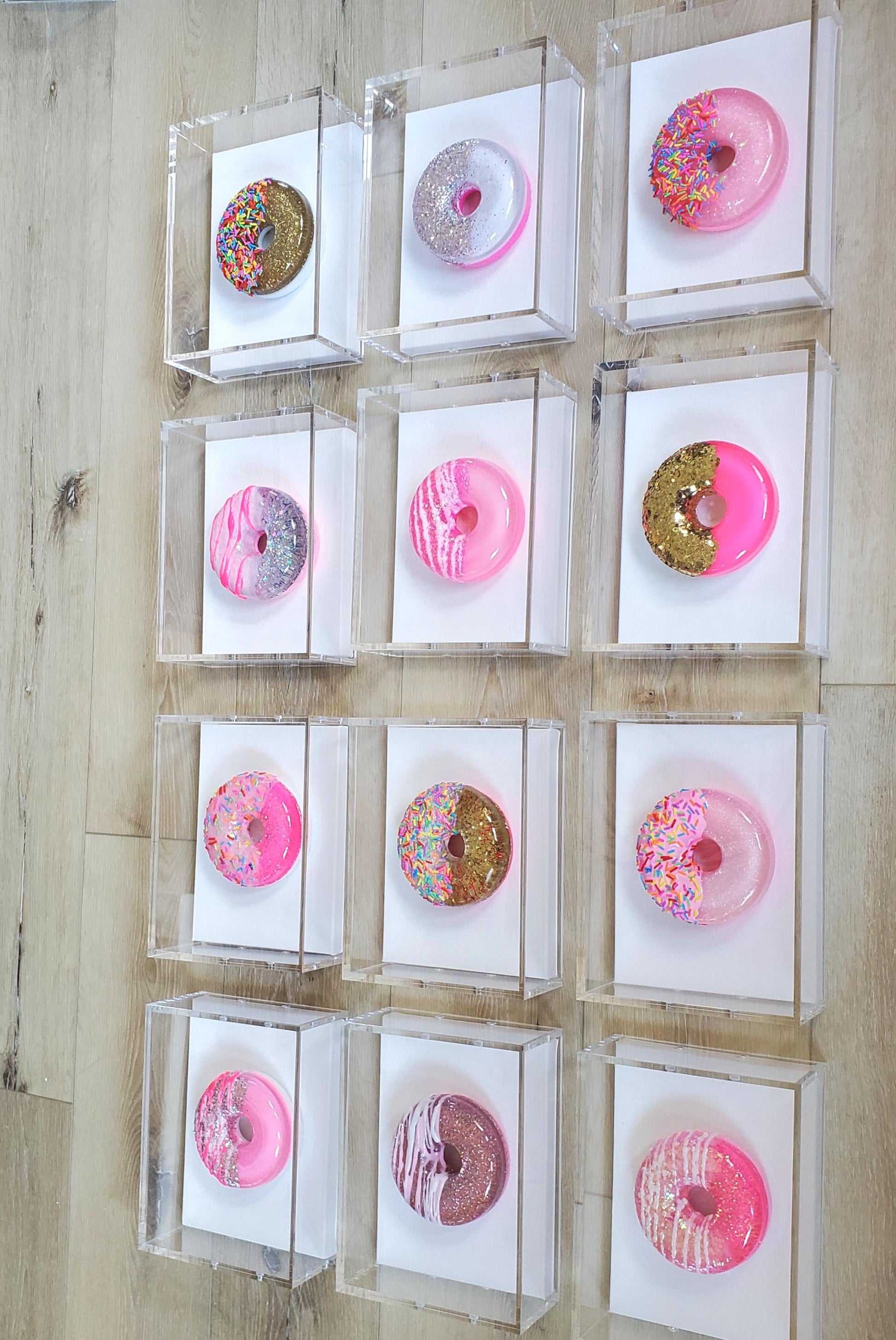 Resin Donut Shadow Box Art: Whimsical Pop Art Decor