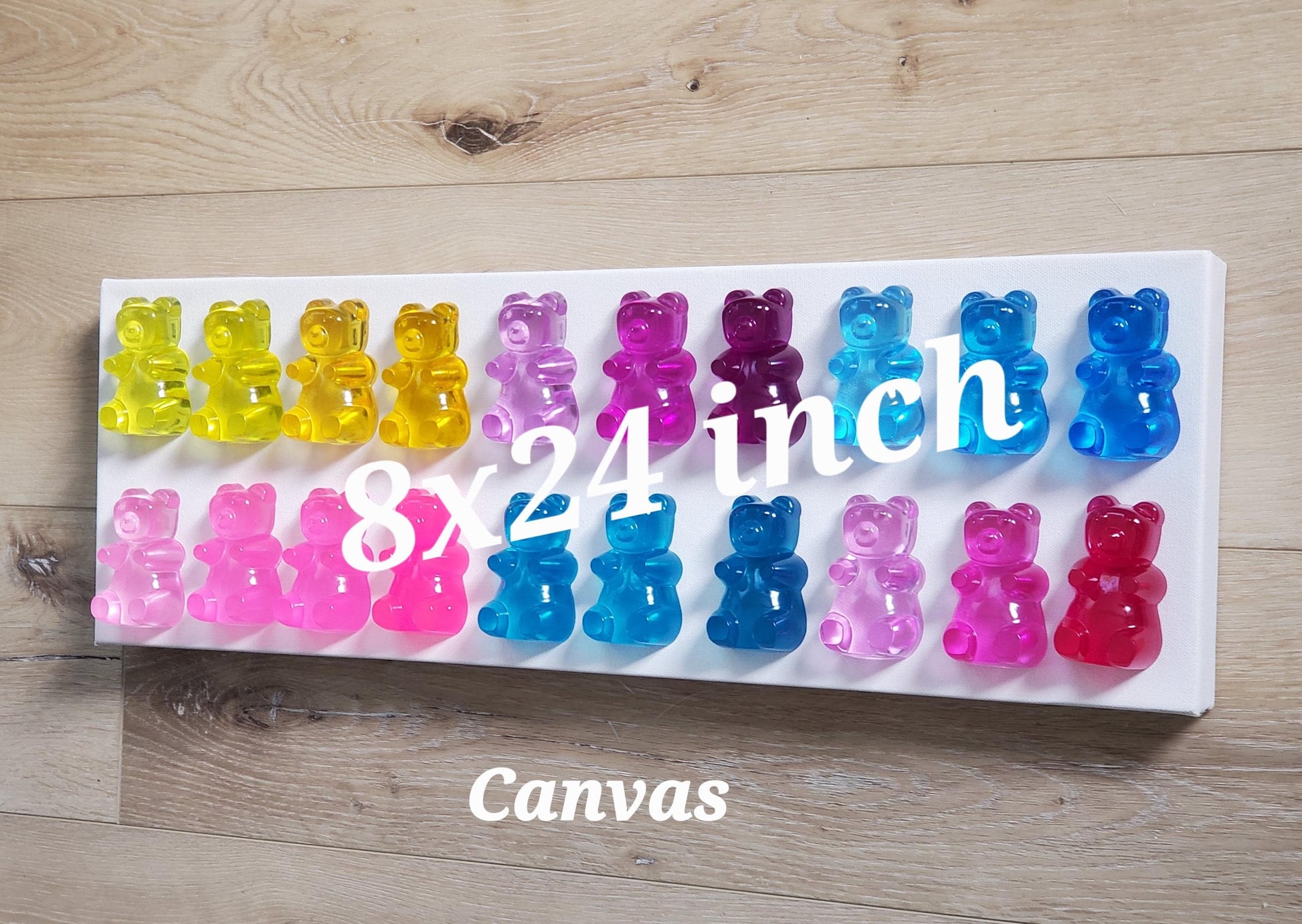 Resin Candy Bear Shadow Box Art: Whimsical Kids Room Decor (24x8x3 inch Frame Size)