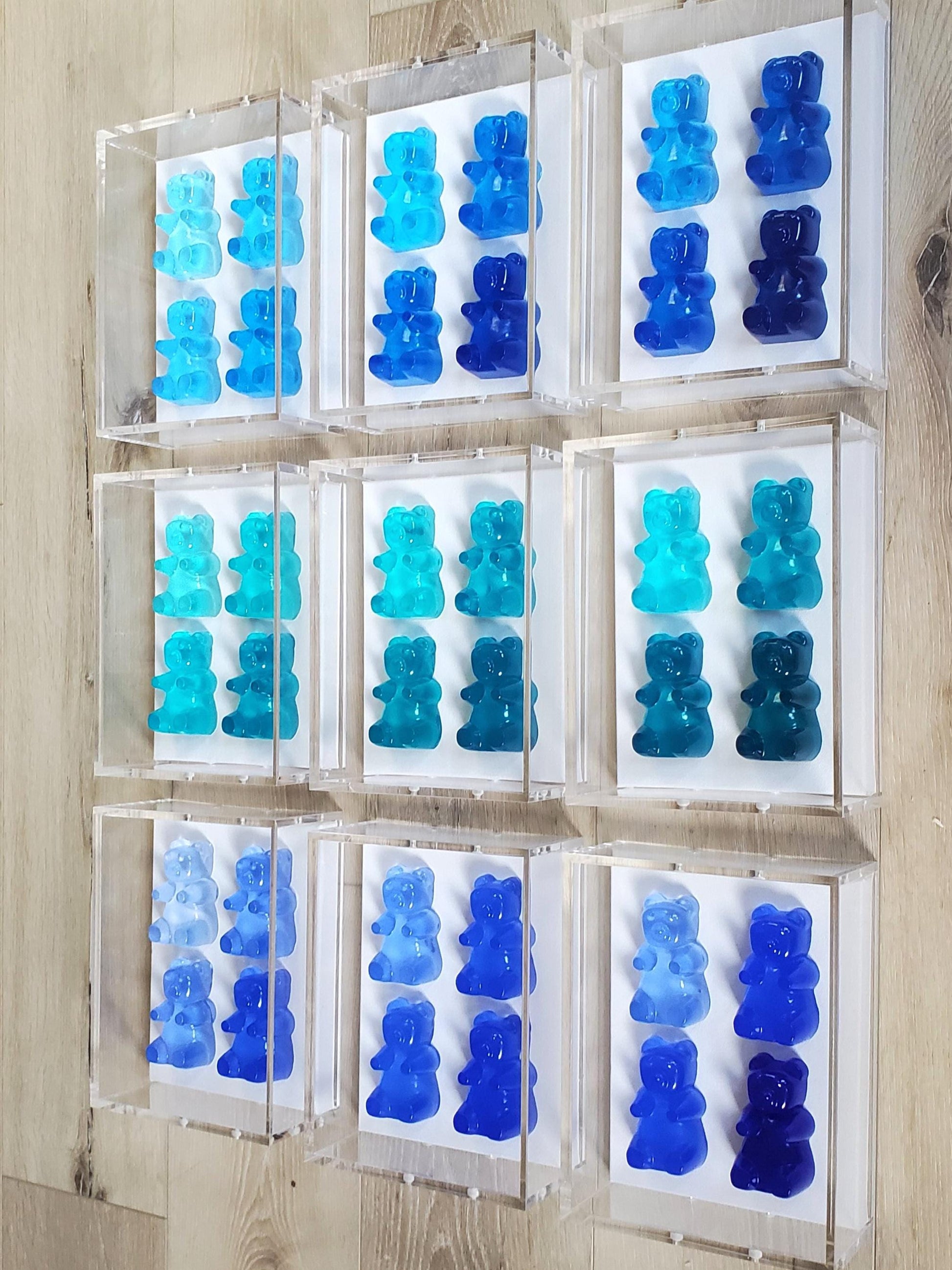 Gummy Bear Wall Art Shadow Box | Resin Candy Sculpture, Modern Nursery Decor, Playroom Art, Pop Art, Kitchen Wall Decor, Gift Idea